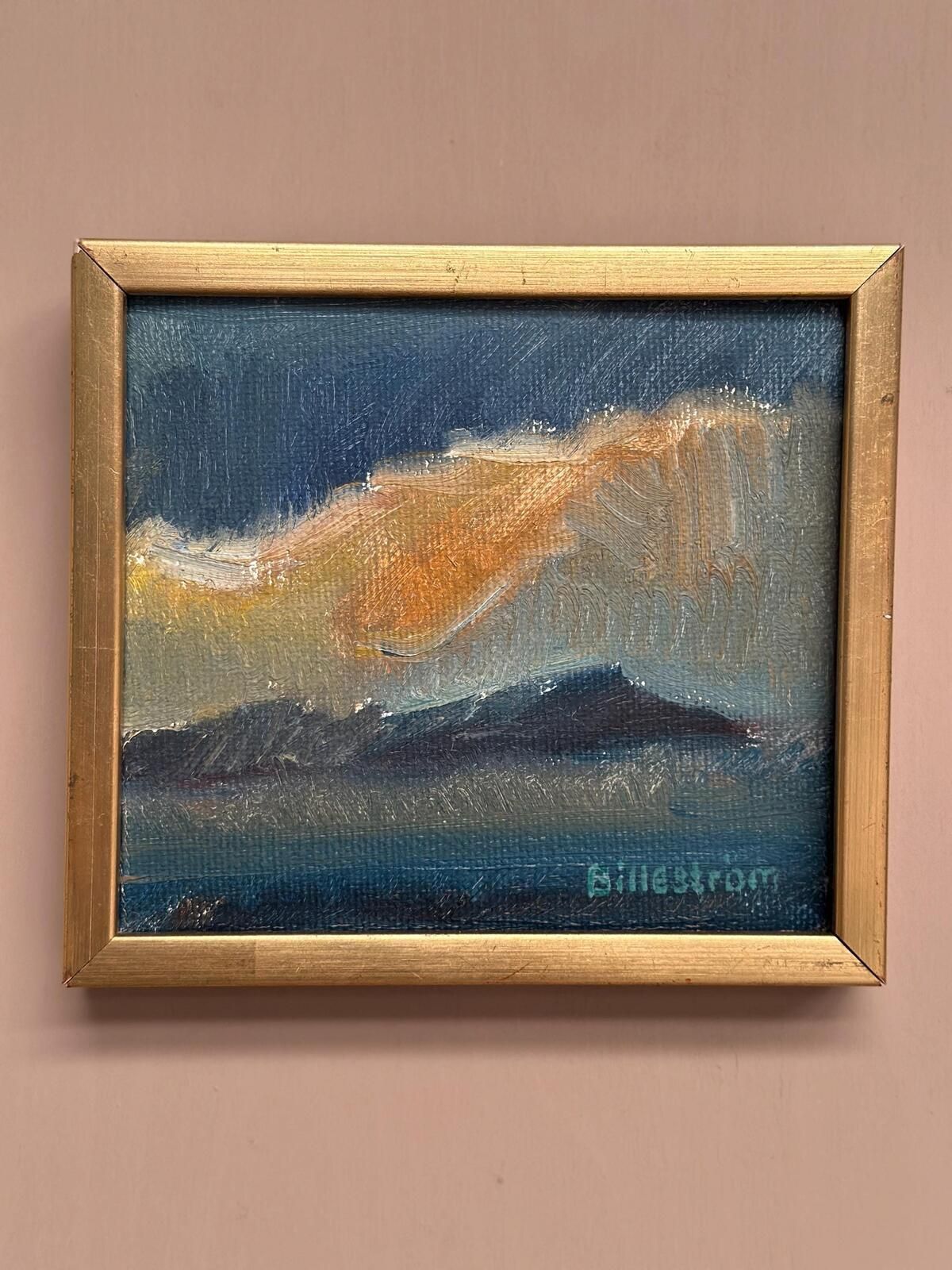 photo furniture Original Swedish Oil On Canvas – “Glow Of Sunset” By Carl Erik Billeström – Vintage & Framed – 21 × 19 Cm (8.3" × 7.5")