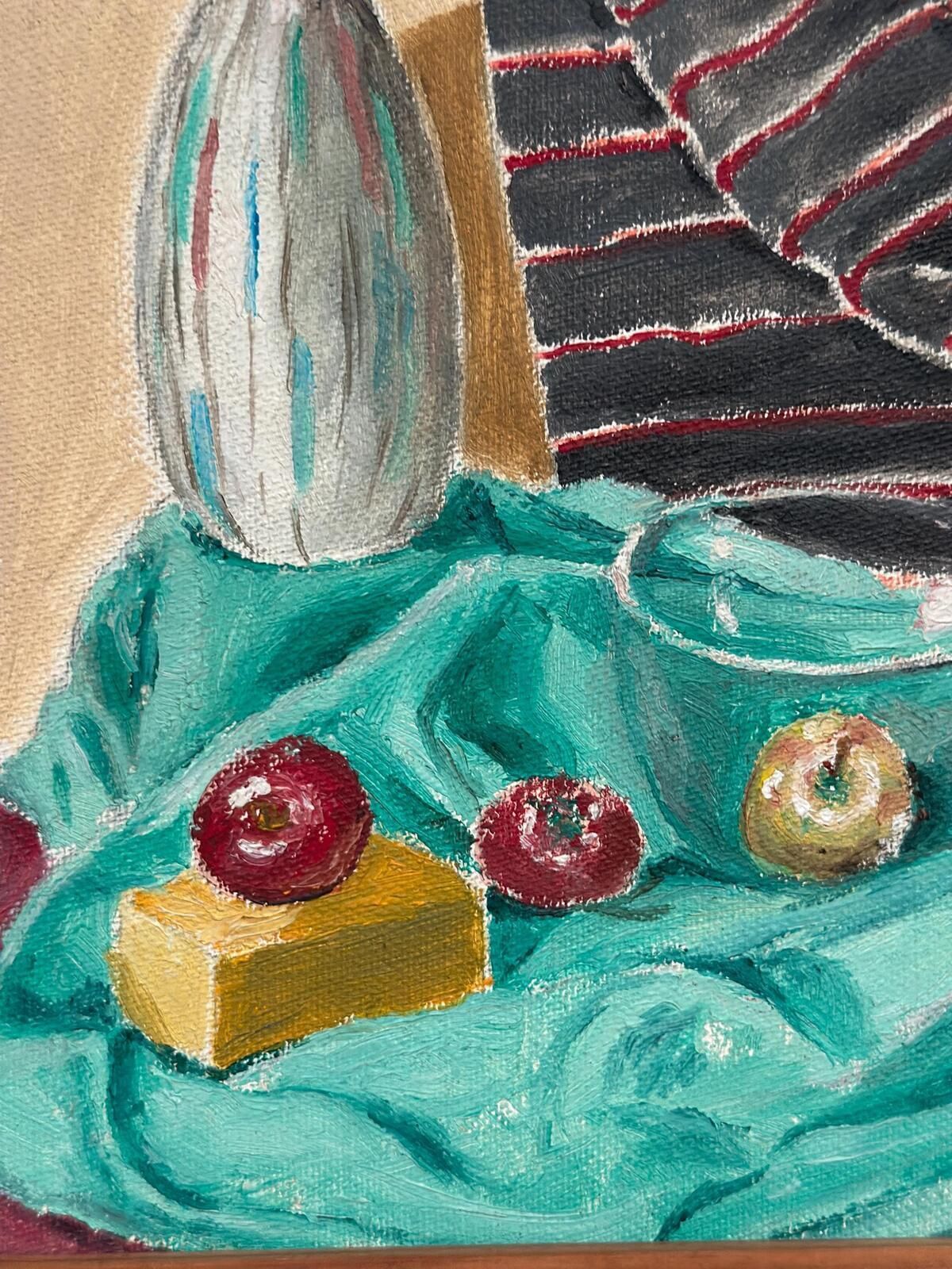 Original Swedish Oil On Panel – “Still Life With Fruits And Vase” By Sune Lindahl – Vintage & Framed – 30 × 35 Cm (11.8" × 13.8") photo buy