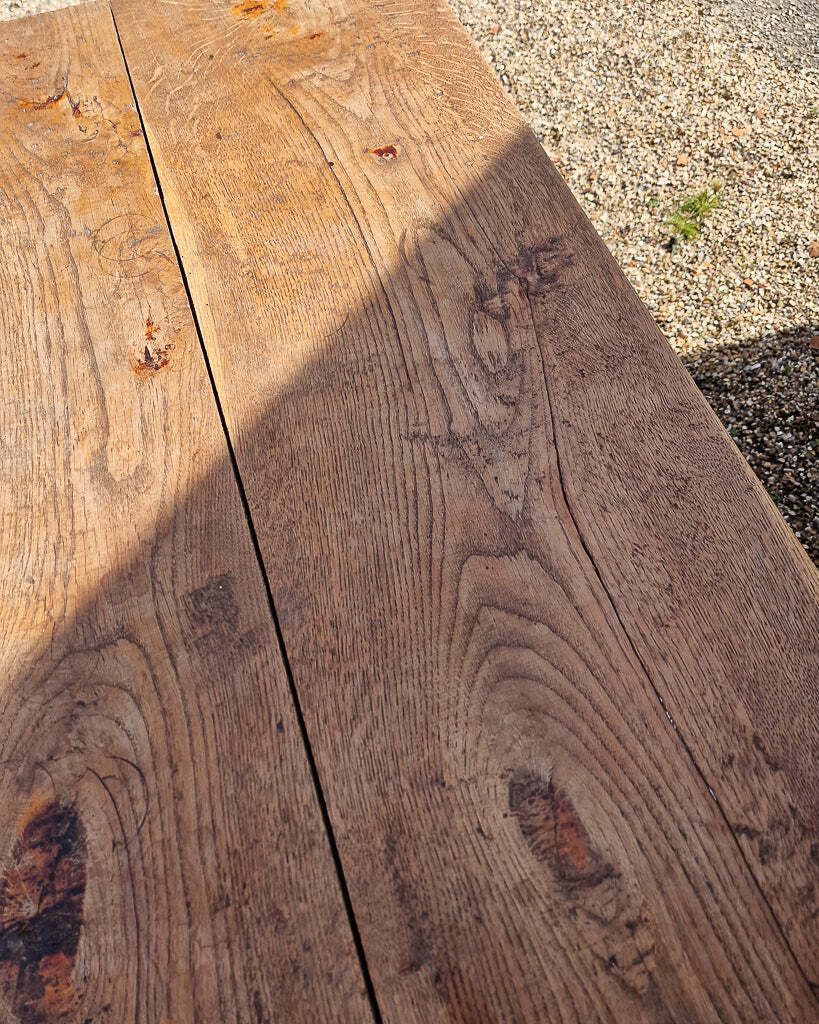 photo buy Rustic German Oak Trestle Table & Bench Set