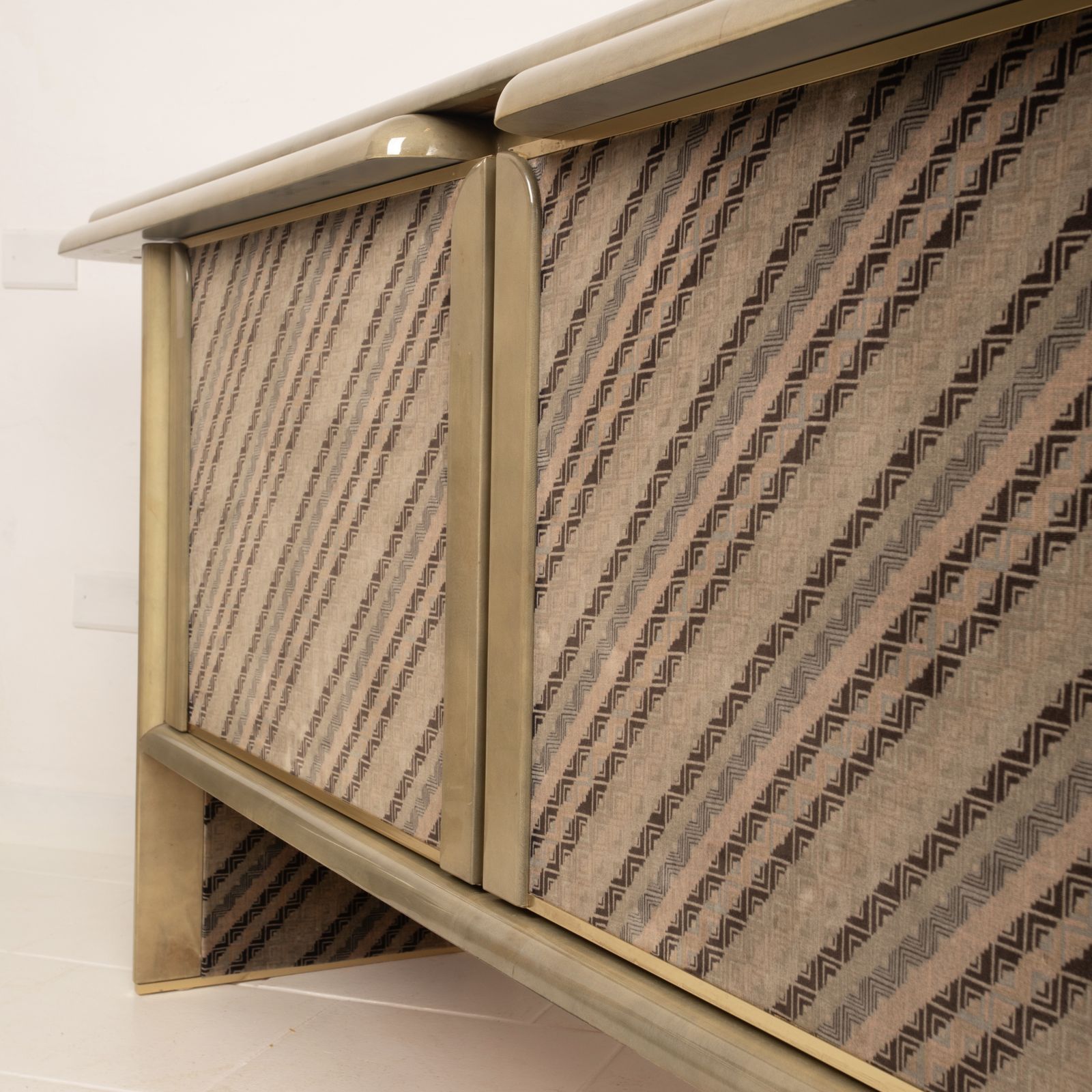 Sideboard In Parchment And Missoni Fabric By Angelo Mazzola For Salpol, 1980 photo vinterior