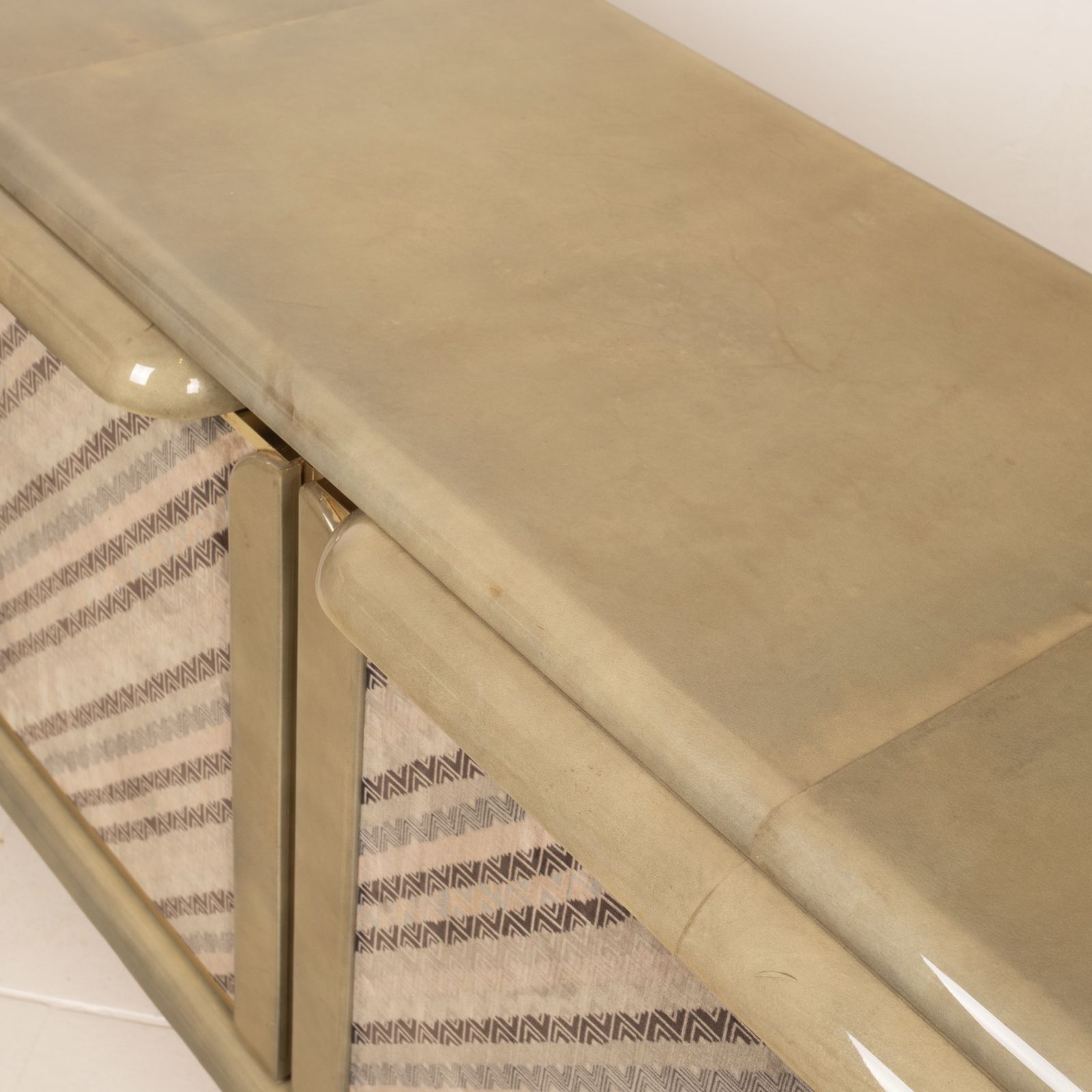 Sideboard In Parchment And Missoni Fabric By Angelo Mazzola For Salpol, 1980 photo buy