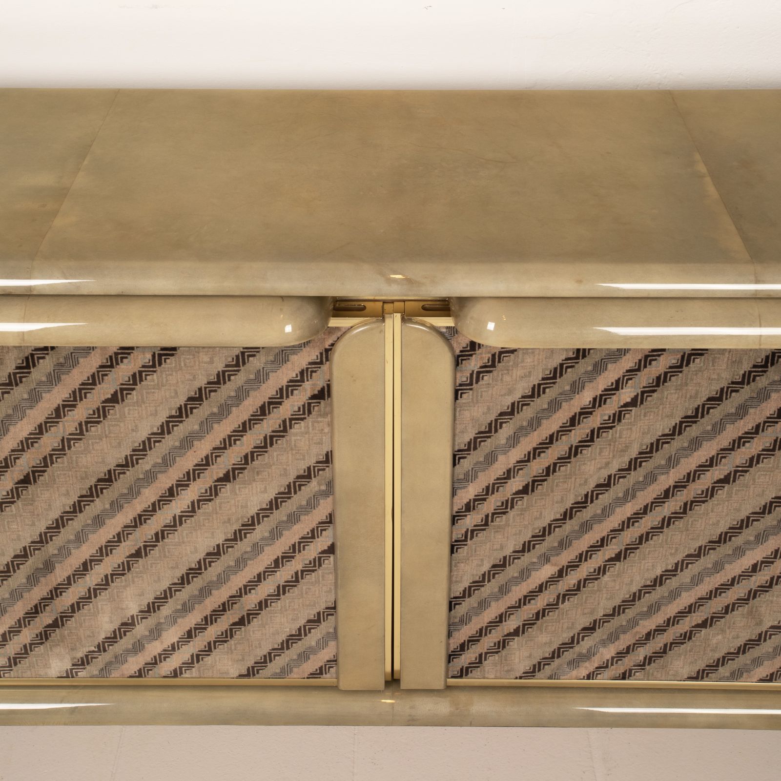 photo for sale Sideboard In Parchment And Missoni Fabric By Angelo Mazzola For Salpol, 1980