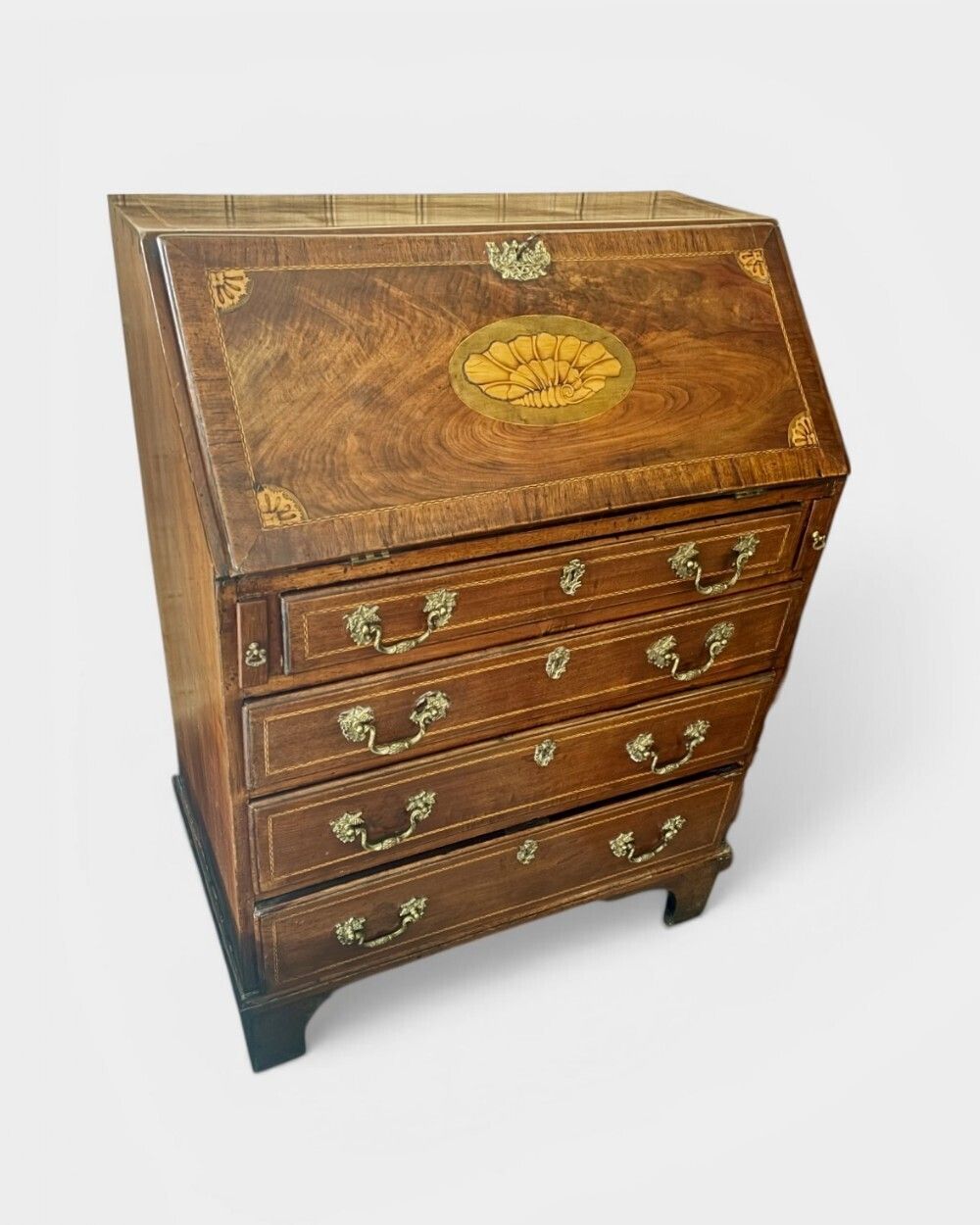 Fine Quality Small George III Mahogany And Satinwood Inlaid Bureau