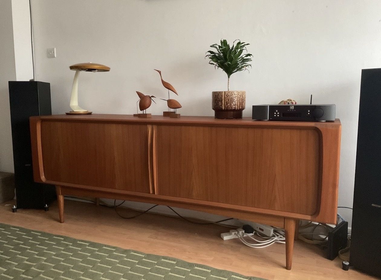 Danish Teak Tambour Door Sideboard By Bernhard Pedersen & Son Model 142