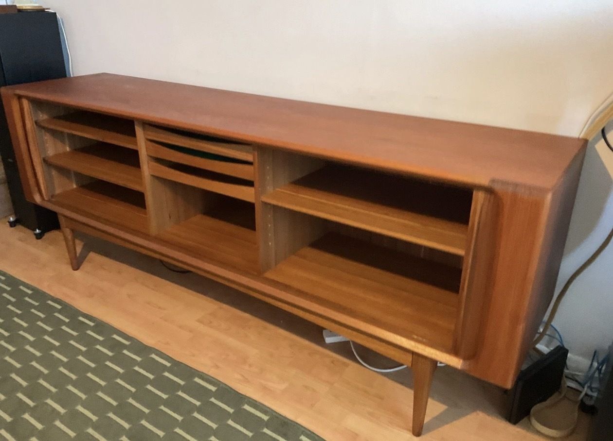 Danish Teak Tambour Door Sideboard By Bernhard Pedersen & Son Model 142 photo for sale