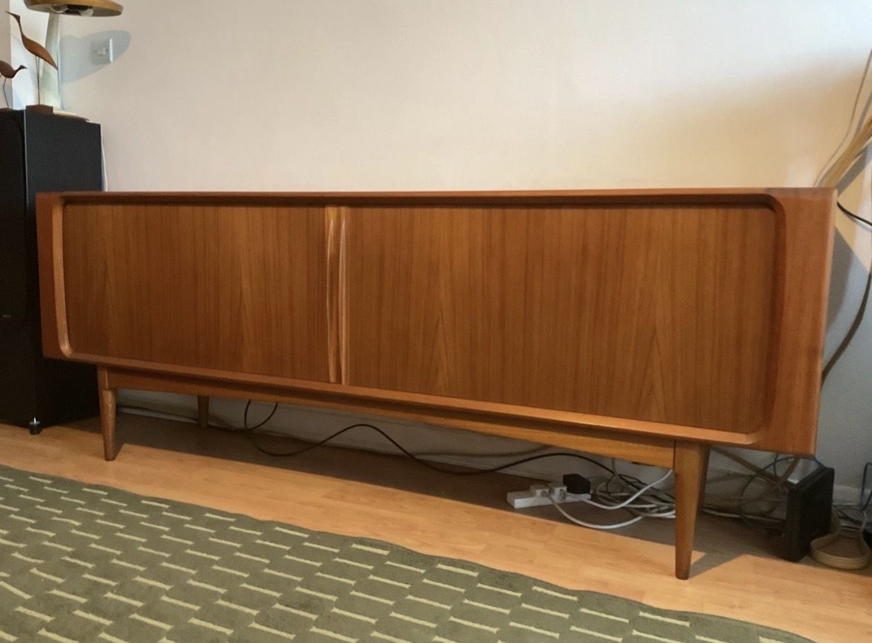 Furniture Danish Teak Tambour Door Sideboard By Bernhard Pedersen & Son Model 142 photo