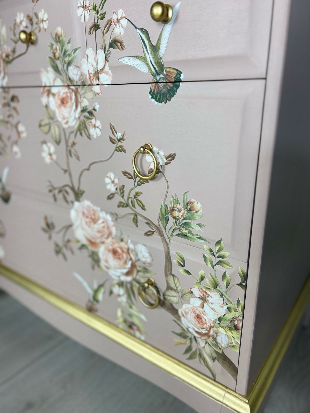 Stag Pink Blossom Tweet Oversized Bedside Cabinets | Vintage Pair photo for sale