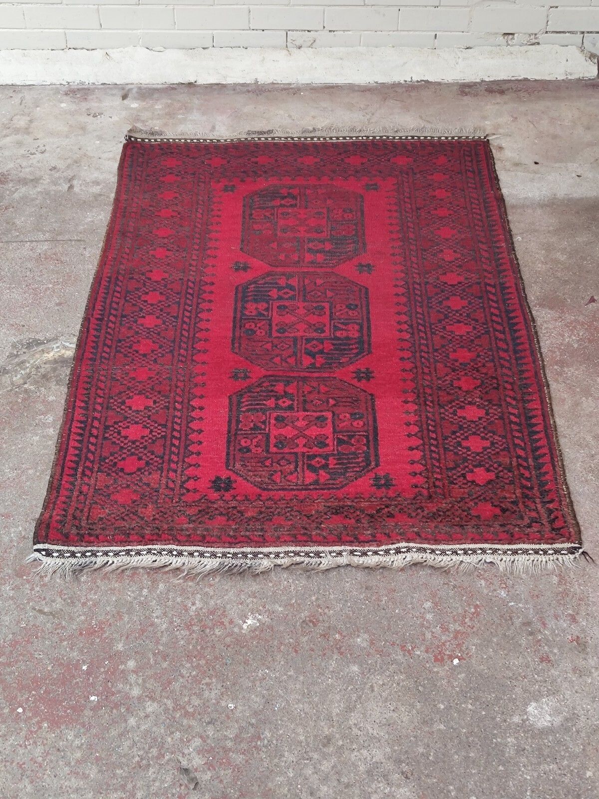 1970s Afghan Aqcha Rug 100% Wool Hand Knotted Hand Dyed 160cm X 104cm