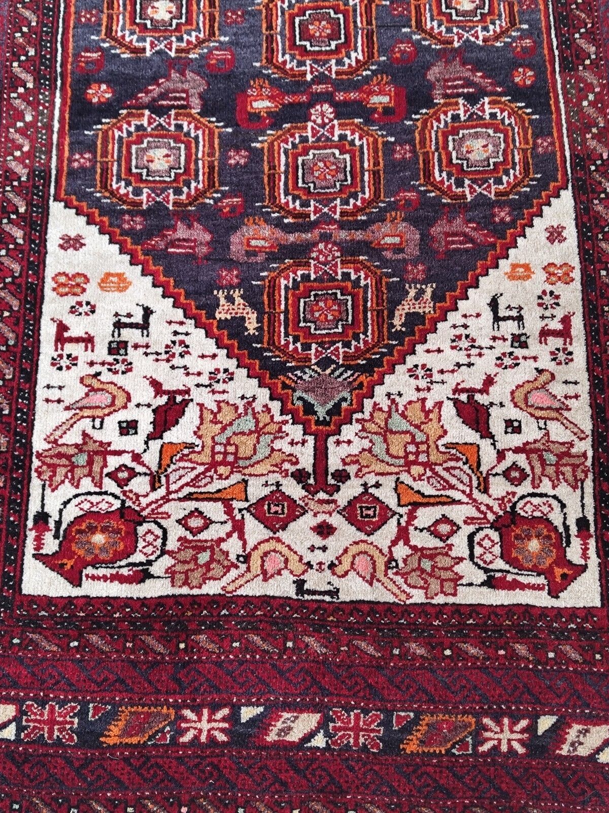1960s Vintage Middle Eastern Hand Knotted Hand Dyed Tribal Rug 200cm X 96cm photo furniture