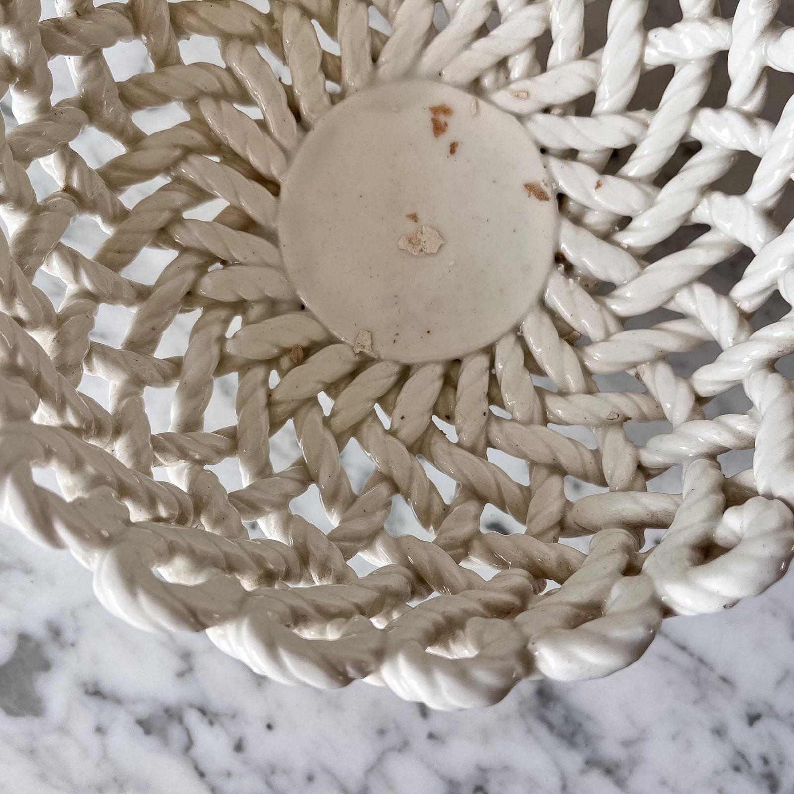 Vintage White Ceramic Lattice Bowl photo 82.0