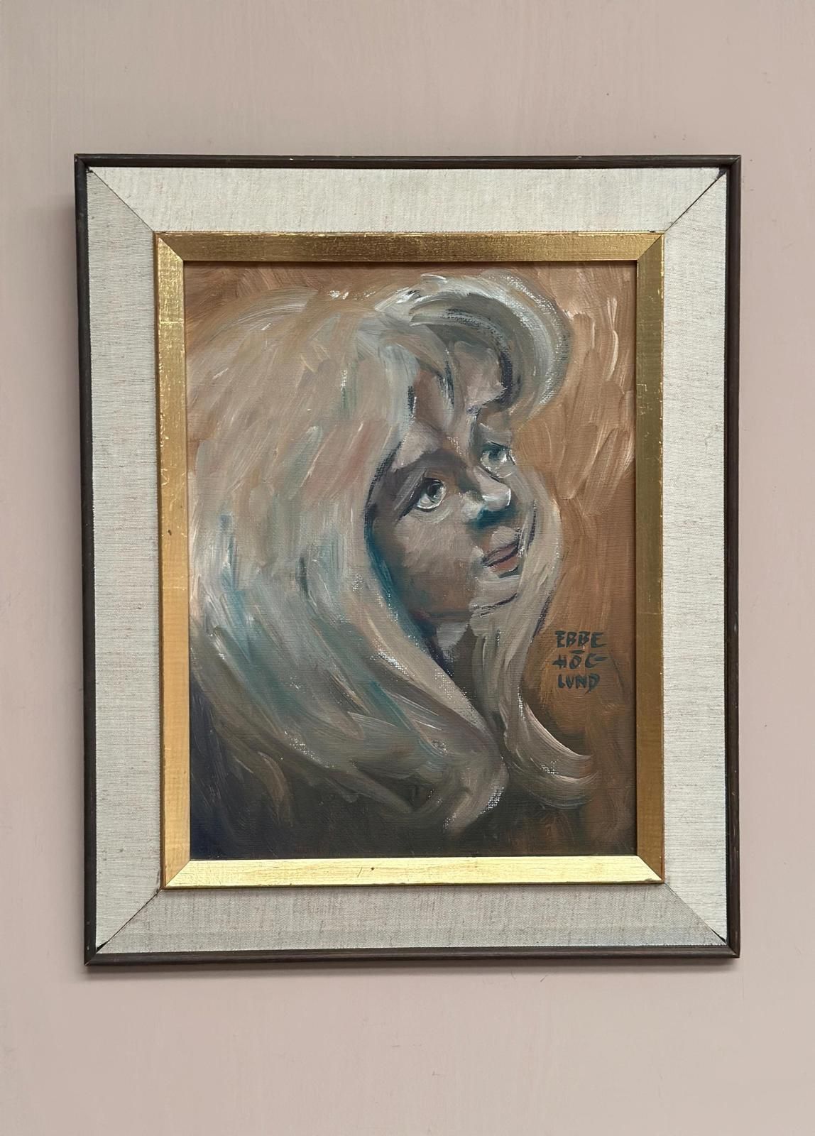 Original Swedish Oil On Canvas – “Girl” By Ebbe Höglund – Signed & Framed – 37 × 45 Cm (14.6" × 17.7") photo Art
