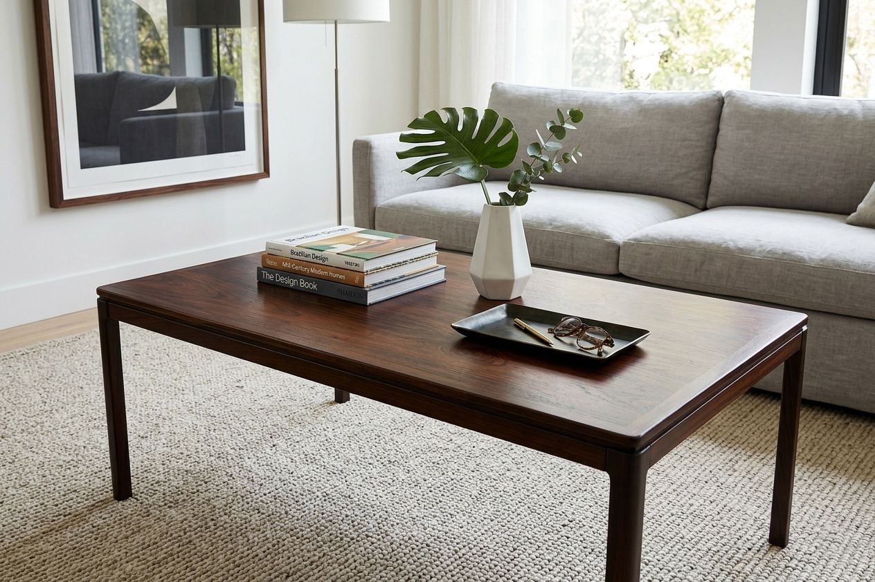 Furniture Grand Mid Century Swedish Coffee Table In Figured Rosewood, Sweden, 1960s photo