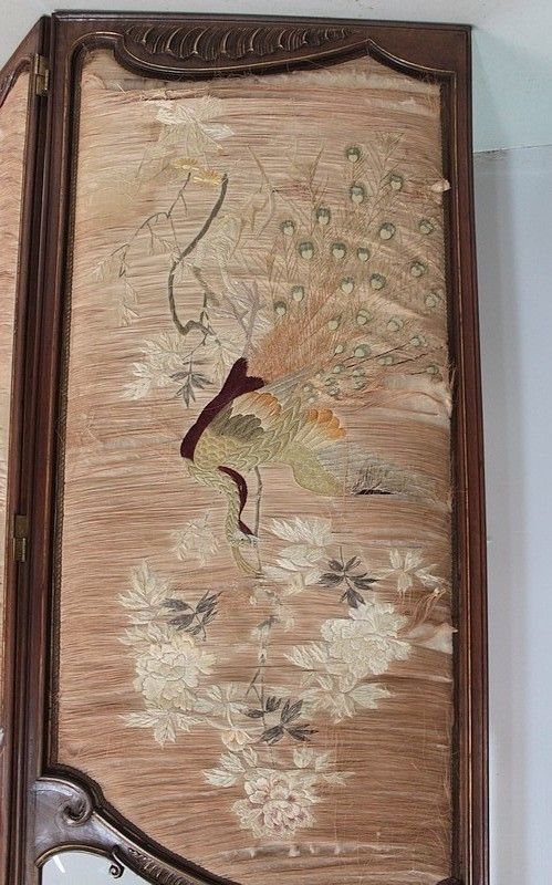 Louis XV Screen Walnut 20th photo vintage