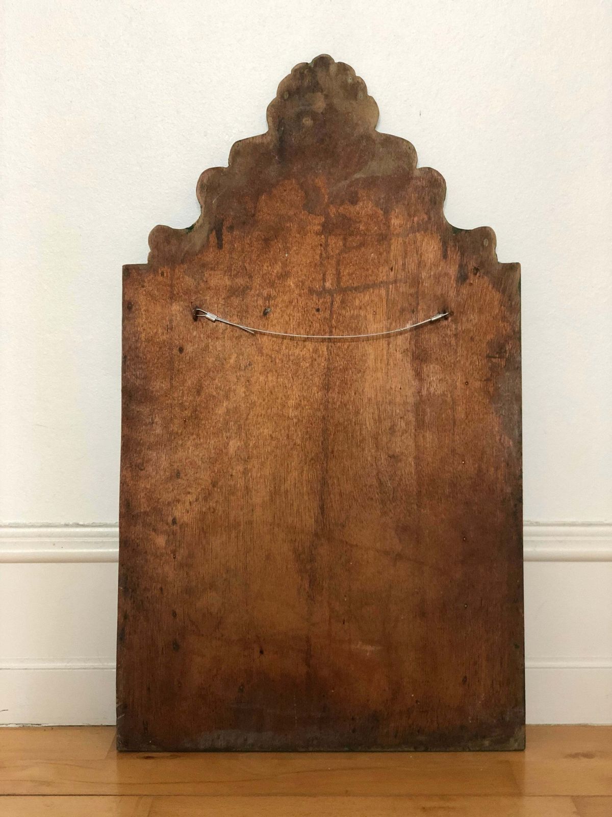photo furniture Antique Embossed Pressed Metal (Tole) Mirror With A Green Patina Finish And Gilt Highlights Rococo
