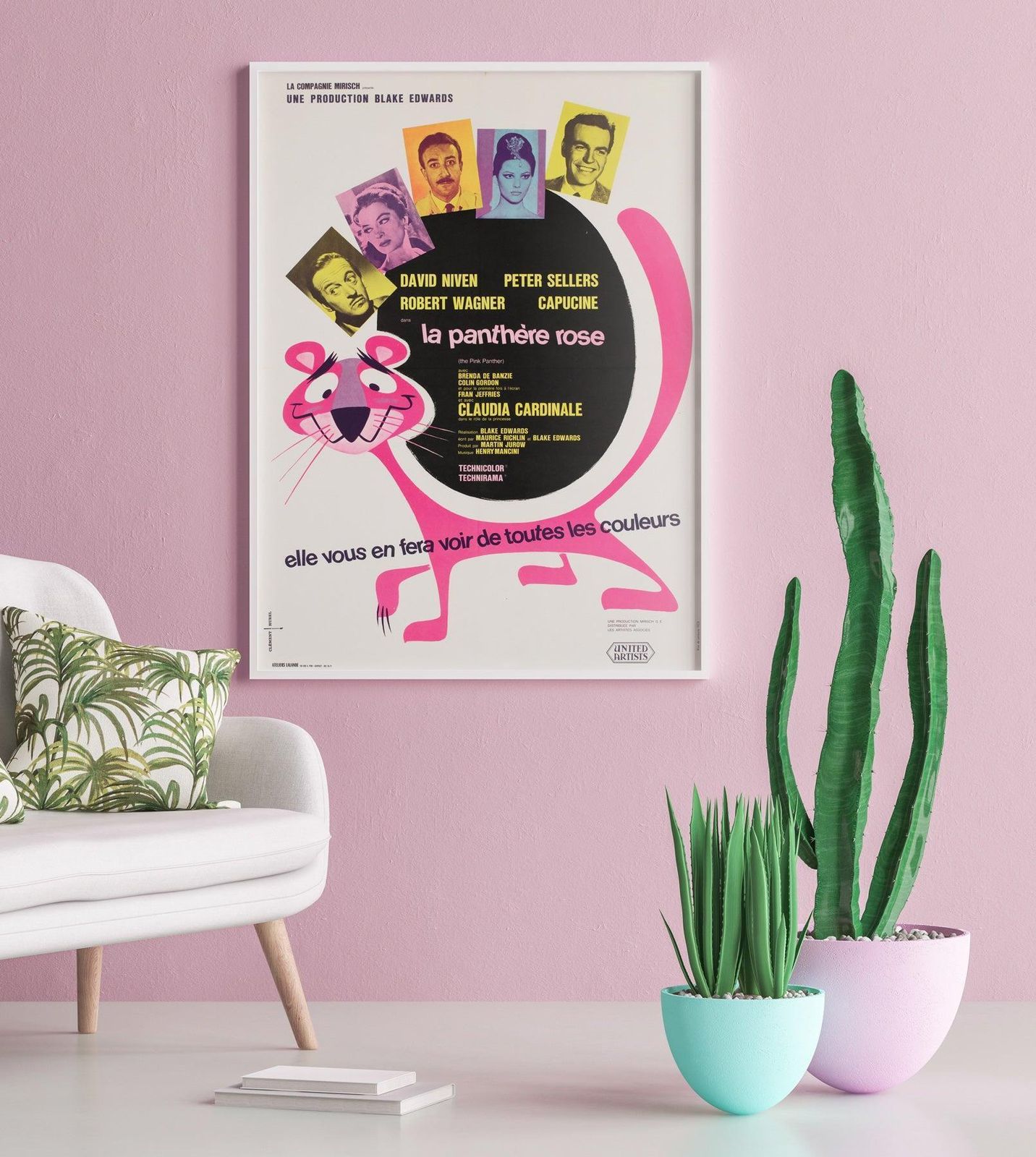 Affiche française moyenne du film The Pink Panther, 1964, Clément Hurel photo furniture