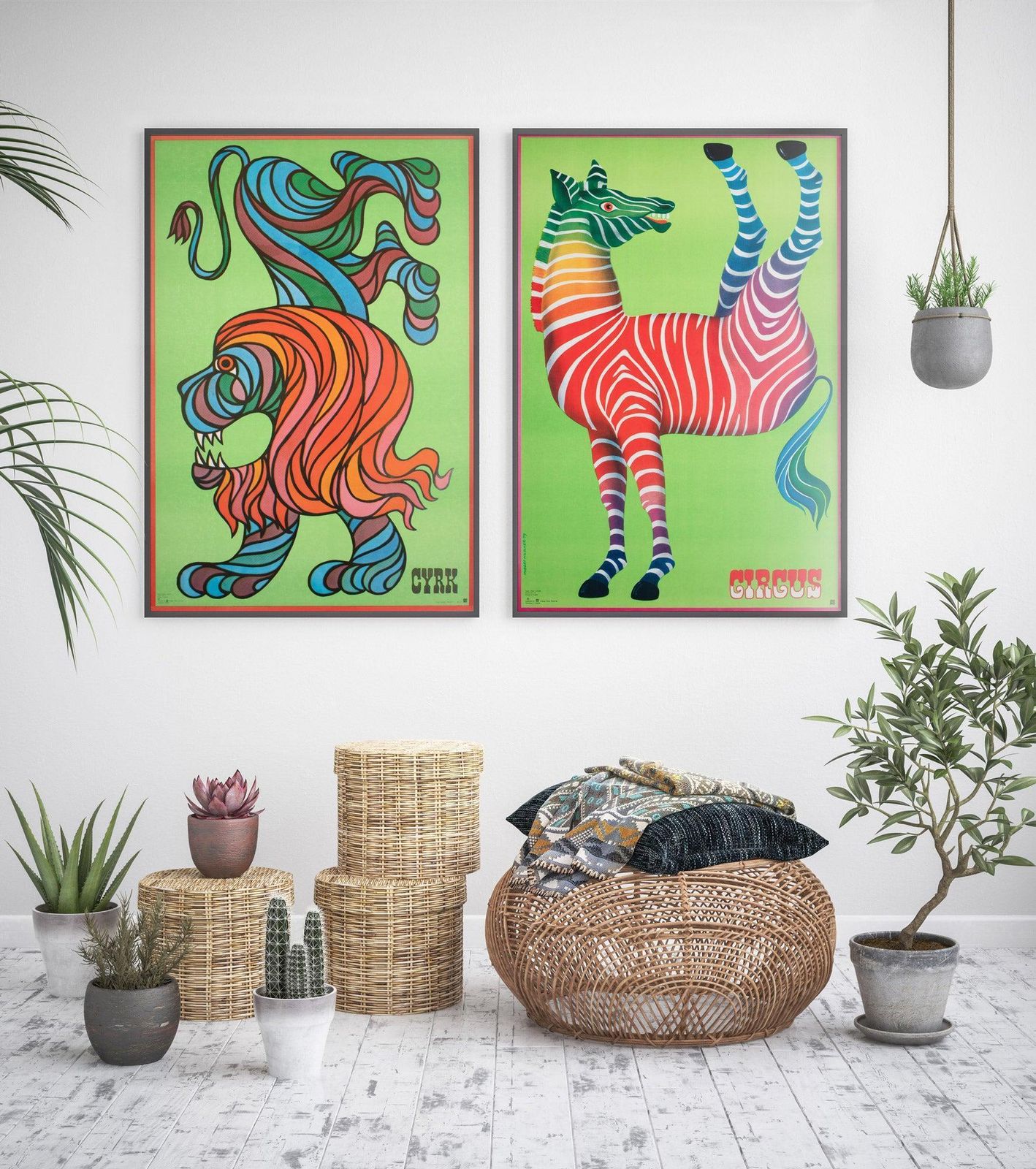Cyrk Zebra Acrobat 1979 Polish Circus Poster, Hubert Hilscher photo furniture