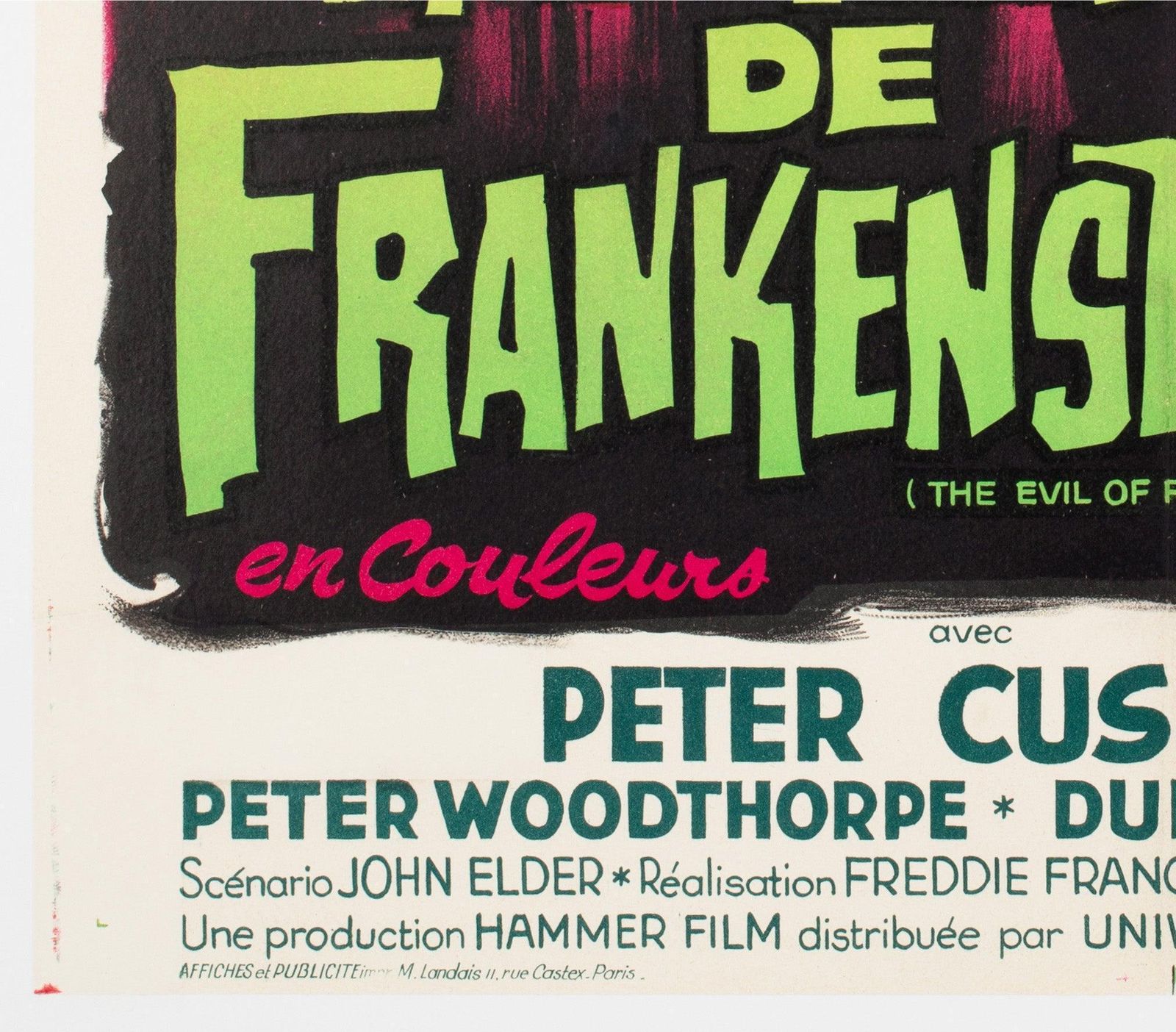 The Evil Of Frankenstein 1965 French Moyenne Filmposter, Boris Grinsson photo buy
