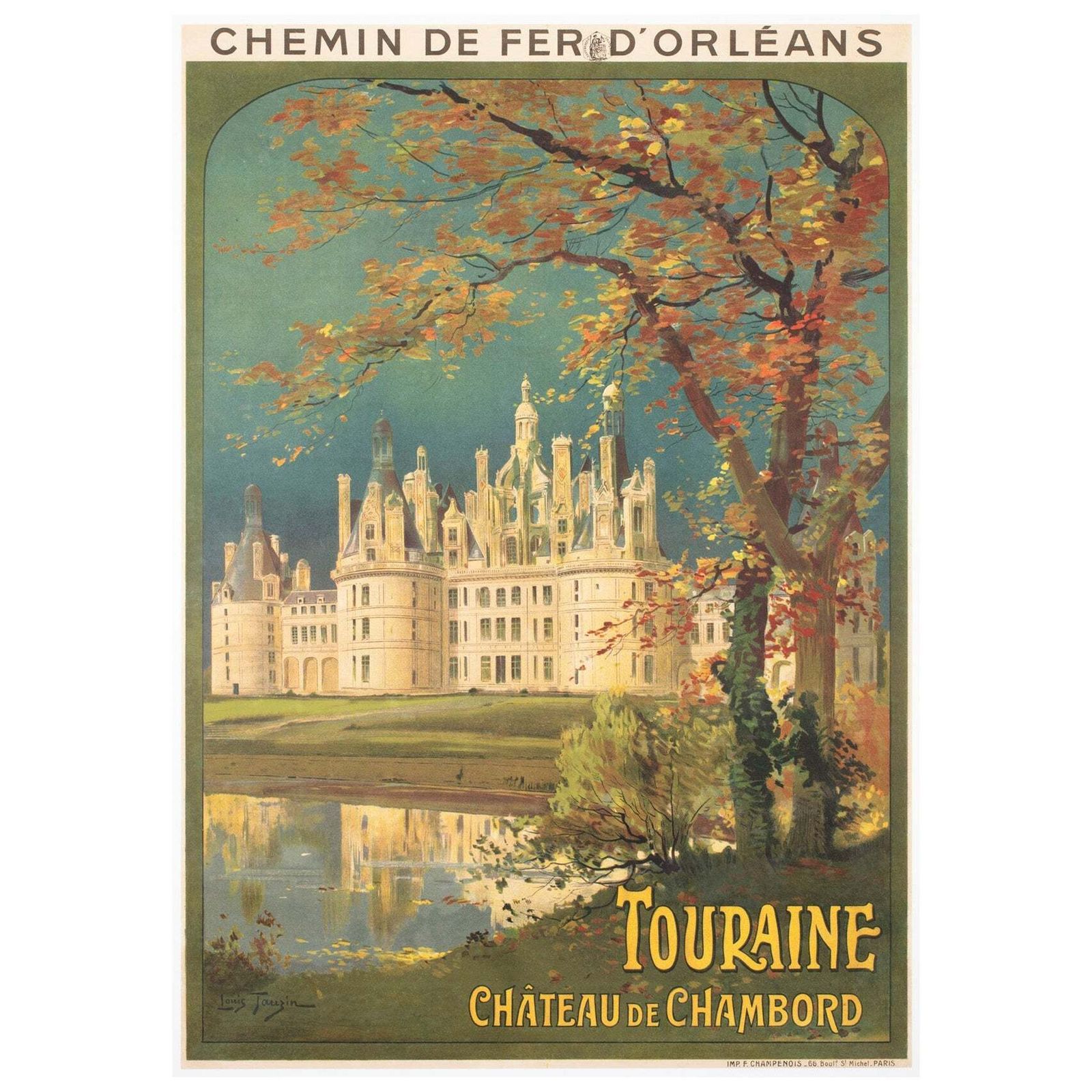 Touraine Chateau De Chambord C1910 French Travel Advertising Poster