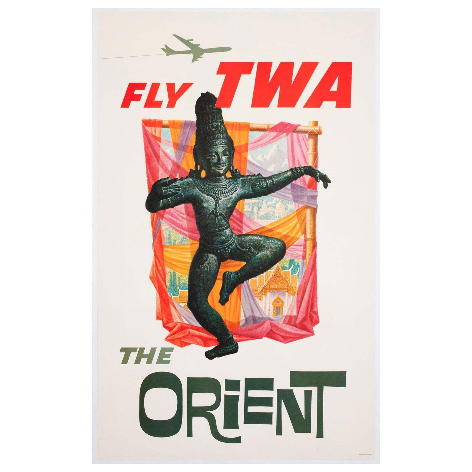 TWA Orient jaren 1960 luchtvaartadvertentieposter David Klein
