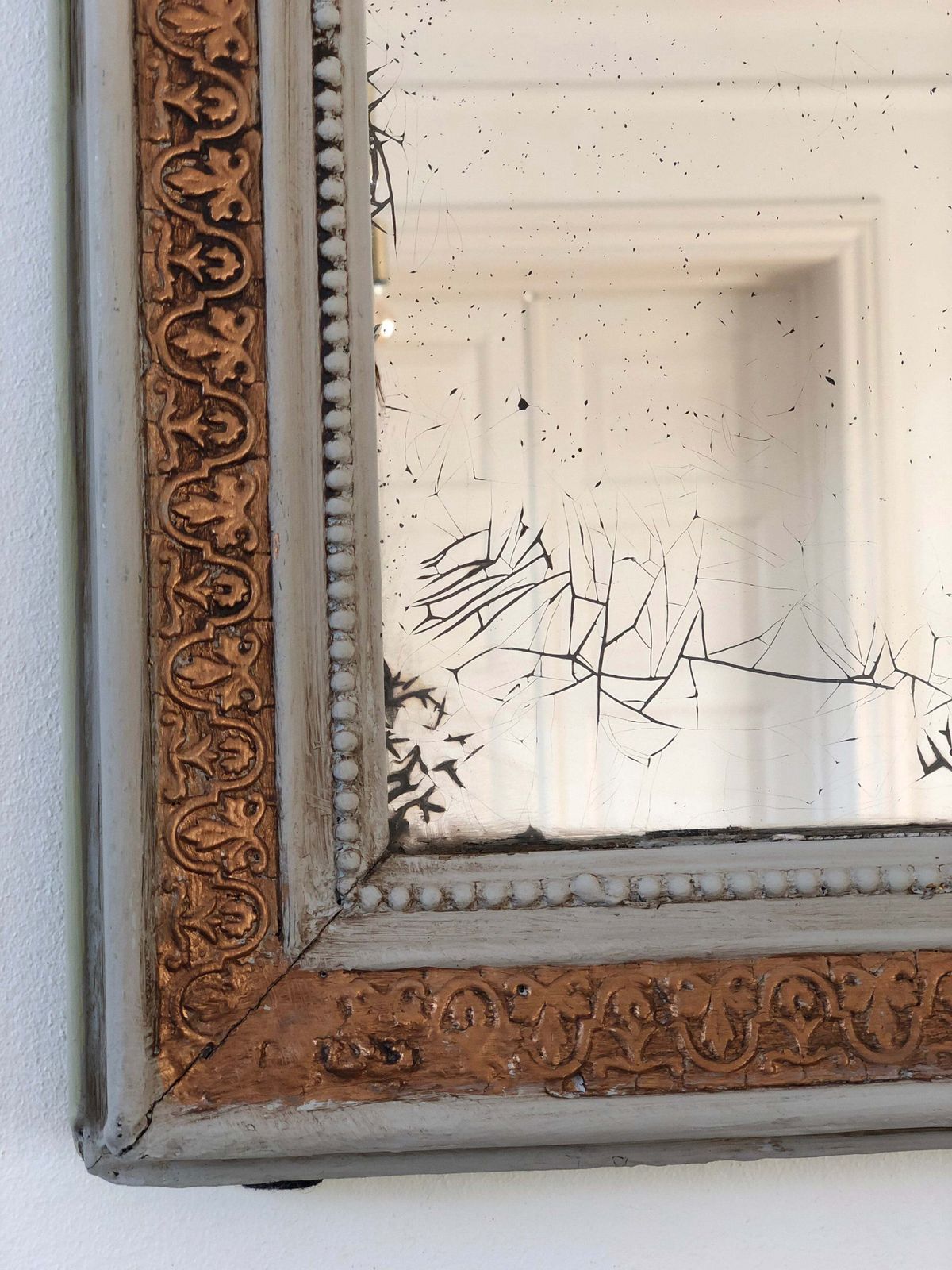 Antique French Louis Philippe Mirror – Cream And Gold, Late 19th Century photo furniture