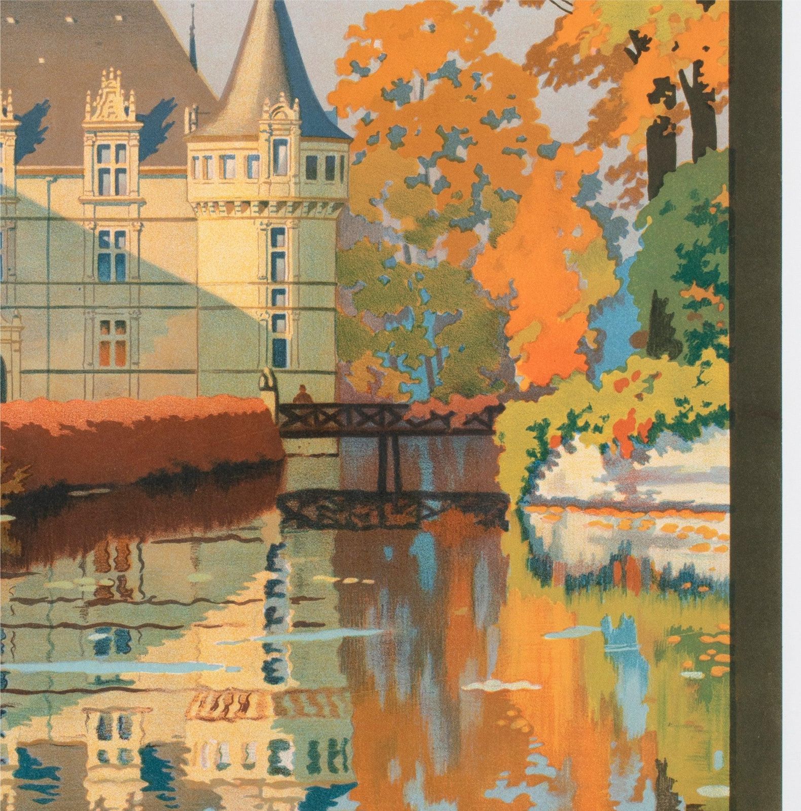 Affiche publicitaire de voyage Chateau D'Azay Le Rideau vers 1925, Contant Duval photo vinterior