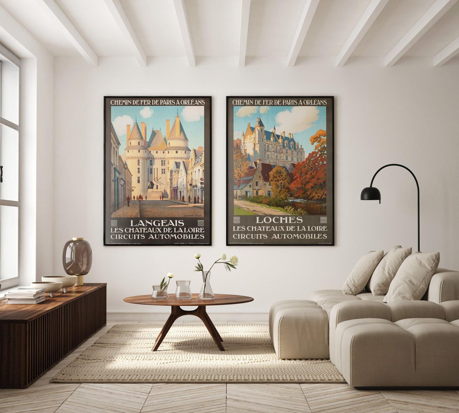 Affiche publicitaire de voyage Langeais C1927, Constant Duval photo furniture