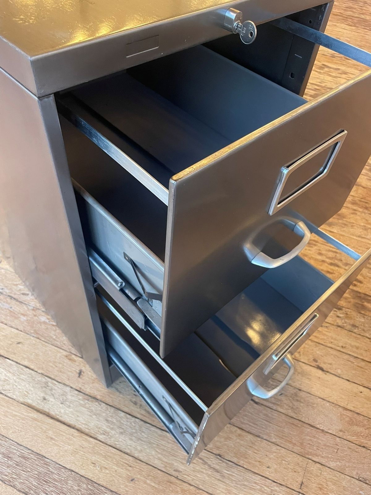 1960s Polished Steel Filing Cabinet photo for sale