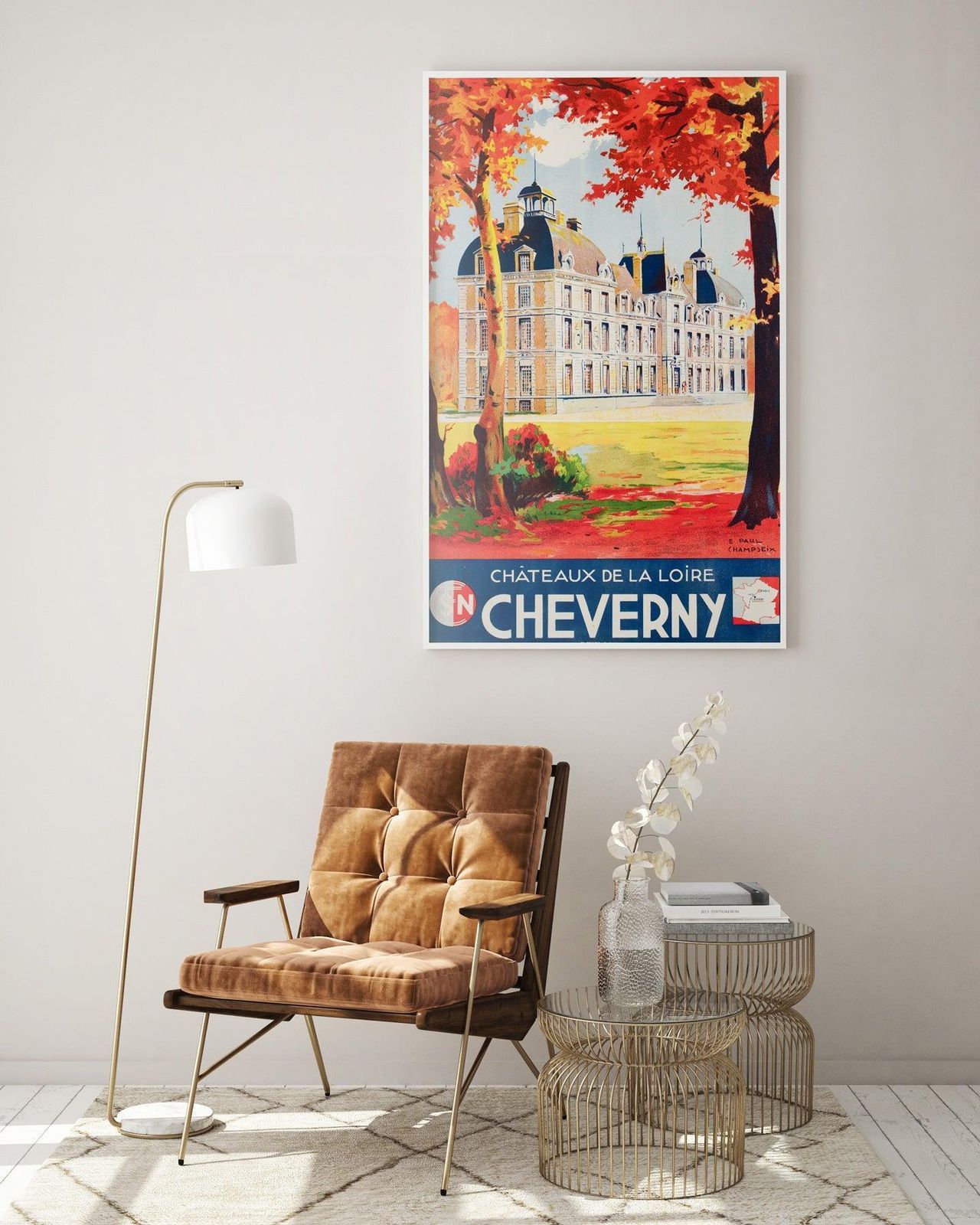 Affiche publicitaire SNCF pour Cheverny, C1937, par E. Paul Champseix photo furniture