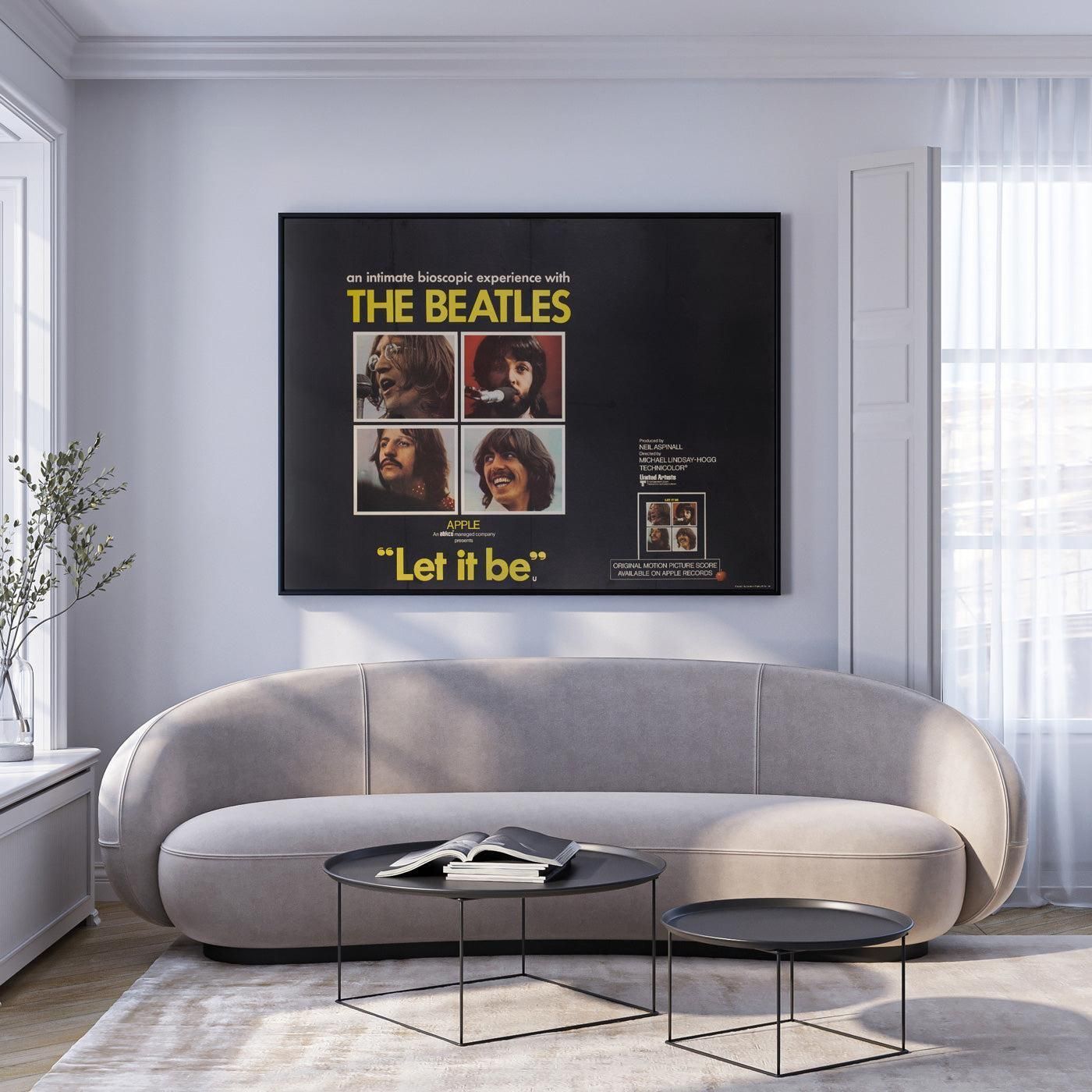 Affiche de cinéma UK Quad Let It Be 1970, The Beatles photo furniture