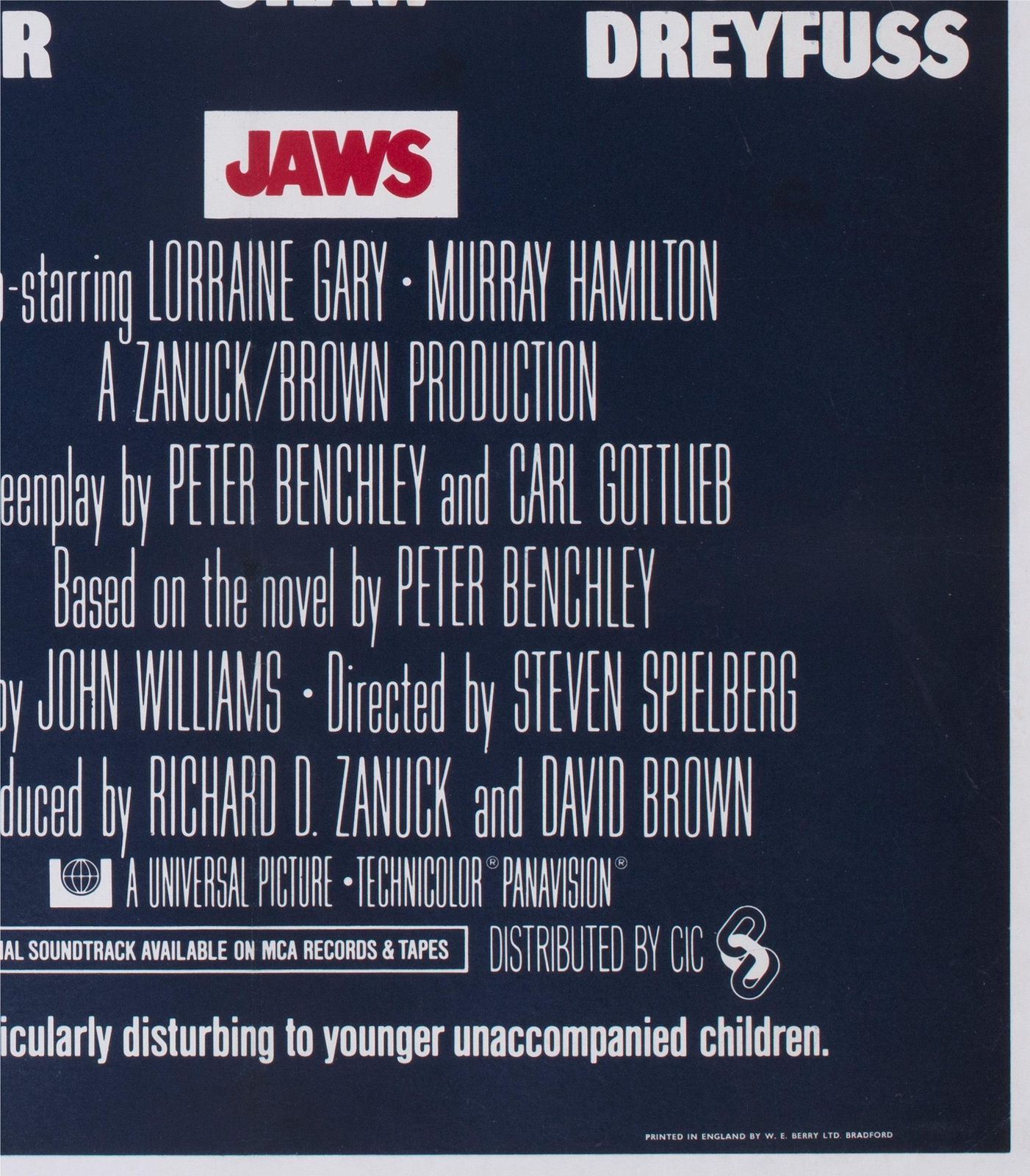 Affiche de cinéma Jaws 1975 UK Quad, Roger Kastel photo vintage