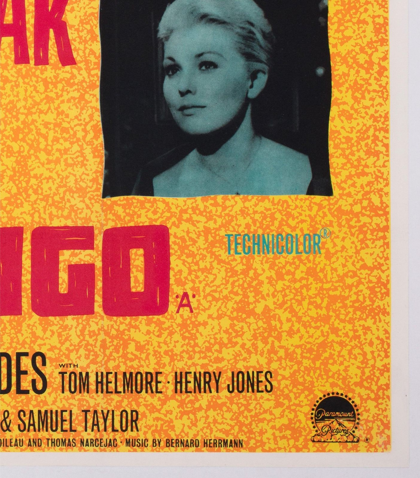 Affiche cinéma UK Quad Vertigo 1958 photo vintage