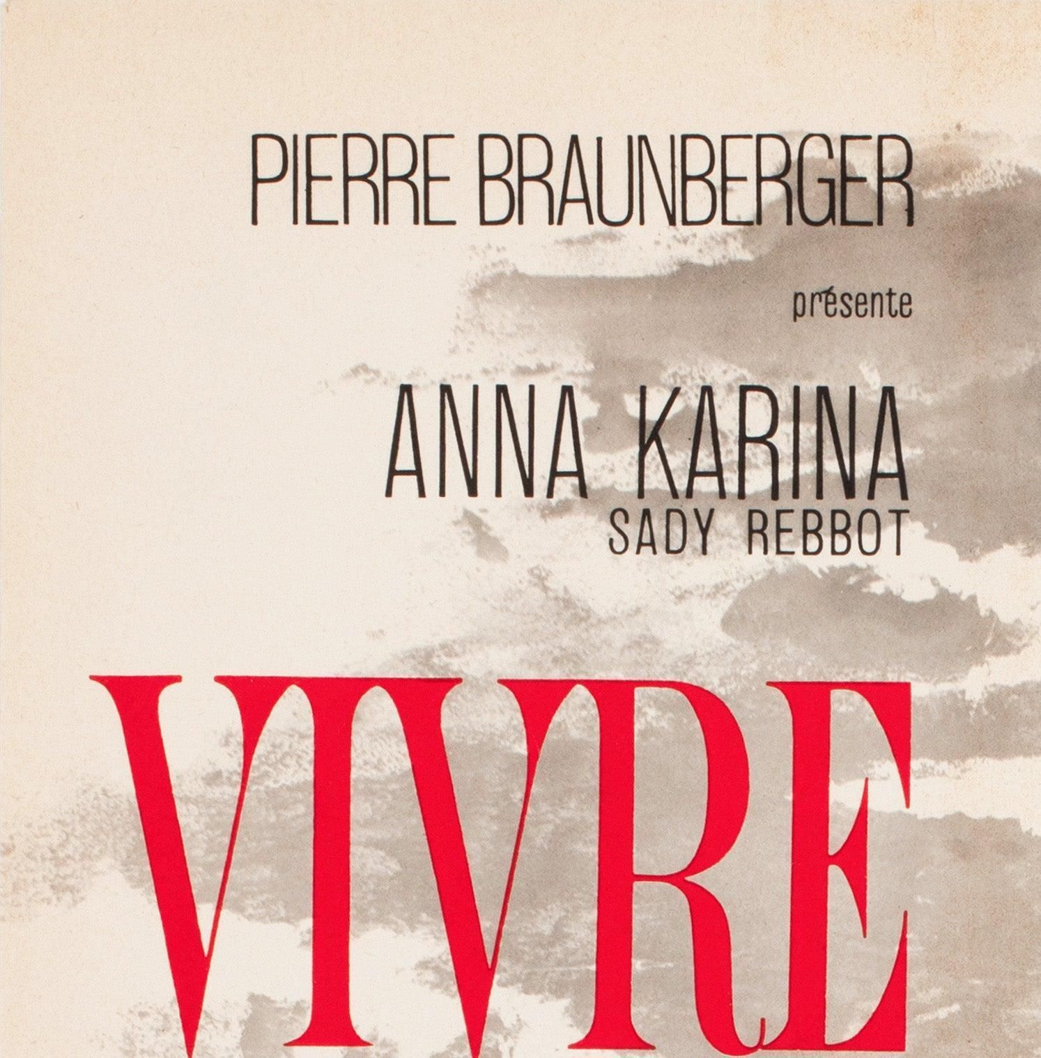 Affiche de cinéma française Vivre Sa Vie 1962, petite, Vaissier photo for sale