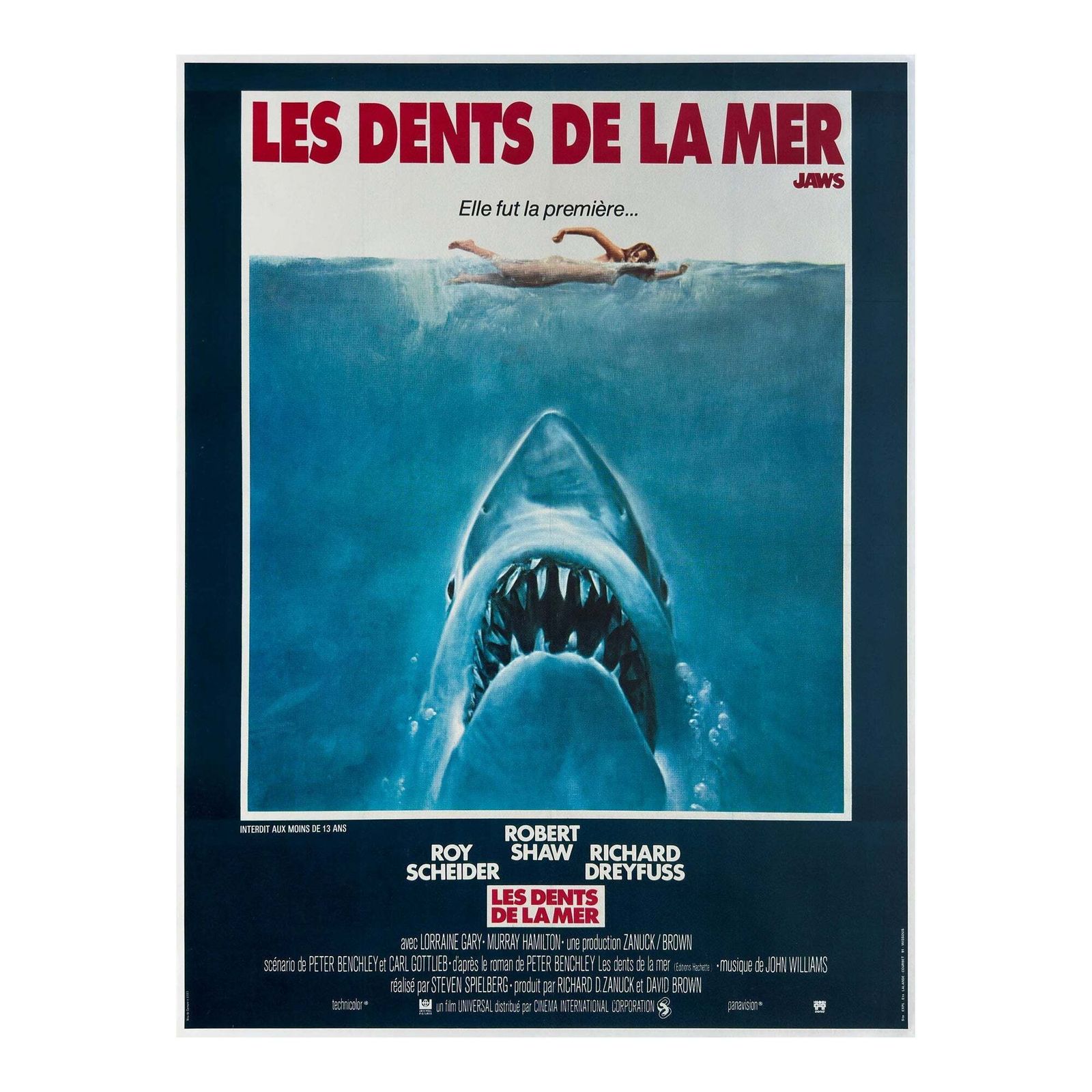 Jaws 1975 French Grande Film Poster, Roger Kastel