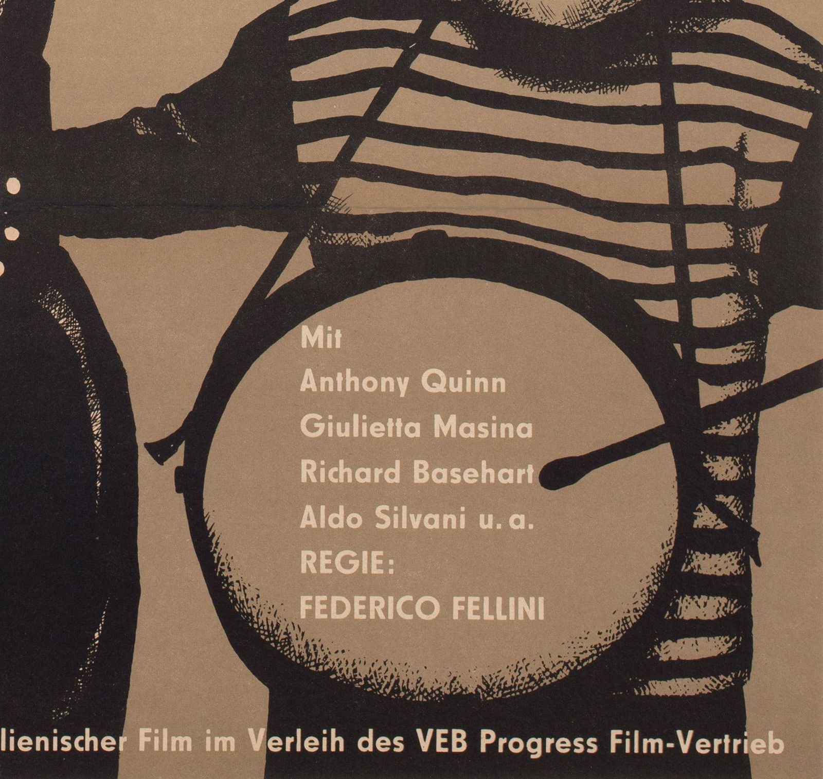 Affiche de cinéma est-allemande La Strada 1961, Ebeling Hegewald photo vintage