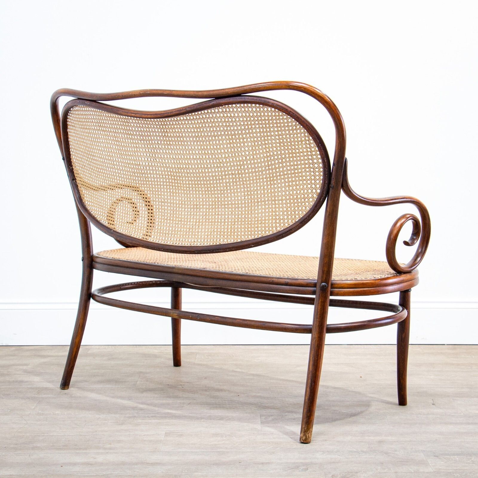 Furniture Late 19th Century Bentwood & Rattan Settee By Thonet photo