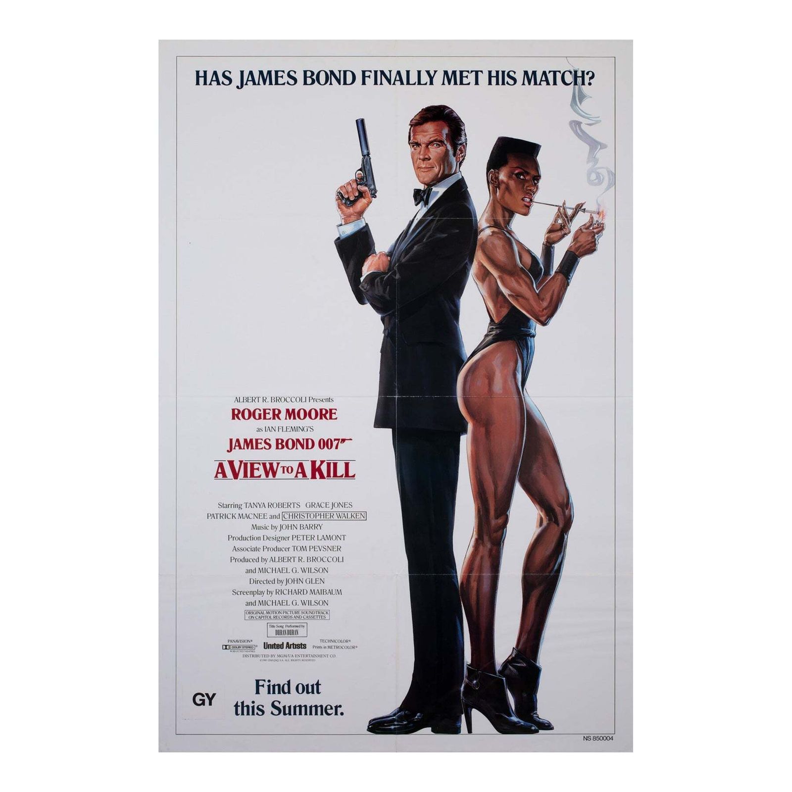 Affiche de cinéma US 1 Sheet advance, style blanc, A View to a Kill, 1985, Bond