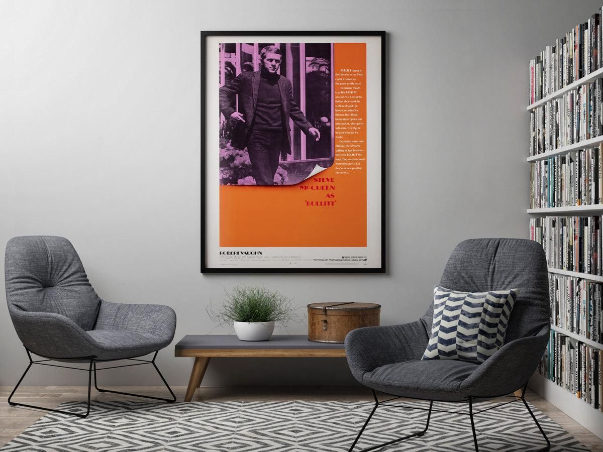 Affiche de cinéma Bullitt 1968, États-Unis, 30x40 photo furniture