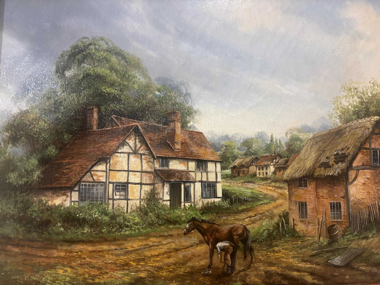 Chris D Howells Original Oil On Canvas The Lame Horse Ornate Gilt Frame photo furniture