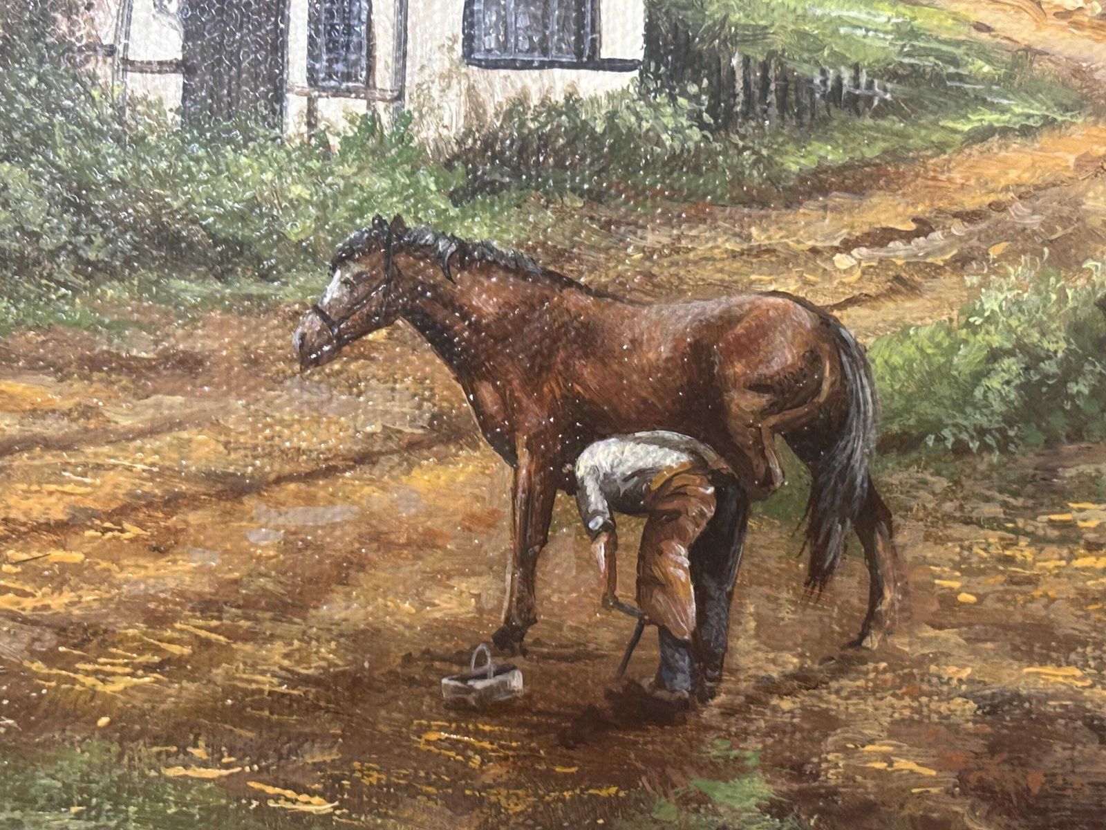 Chris D Howells Original Oil On Canvas The Lame Horse Ornate Gilt Frame photo Art