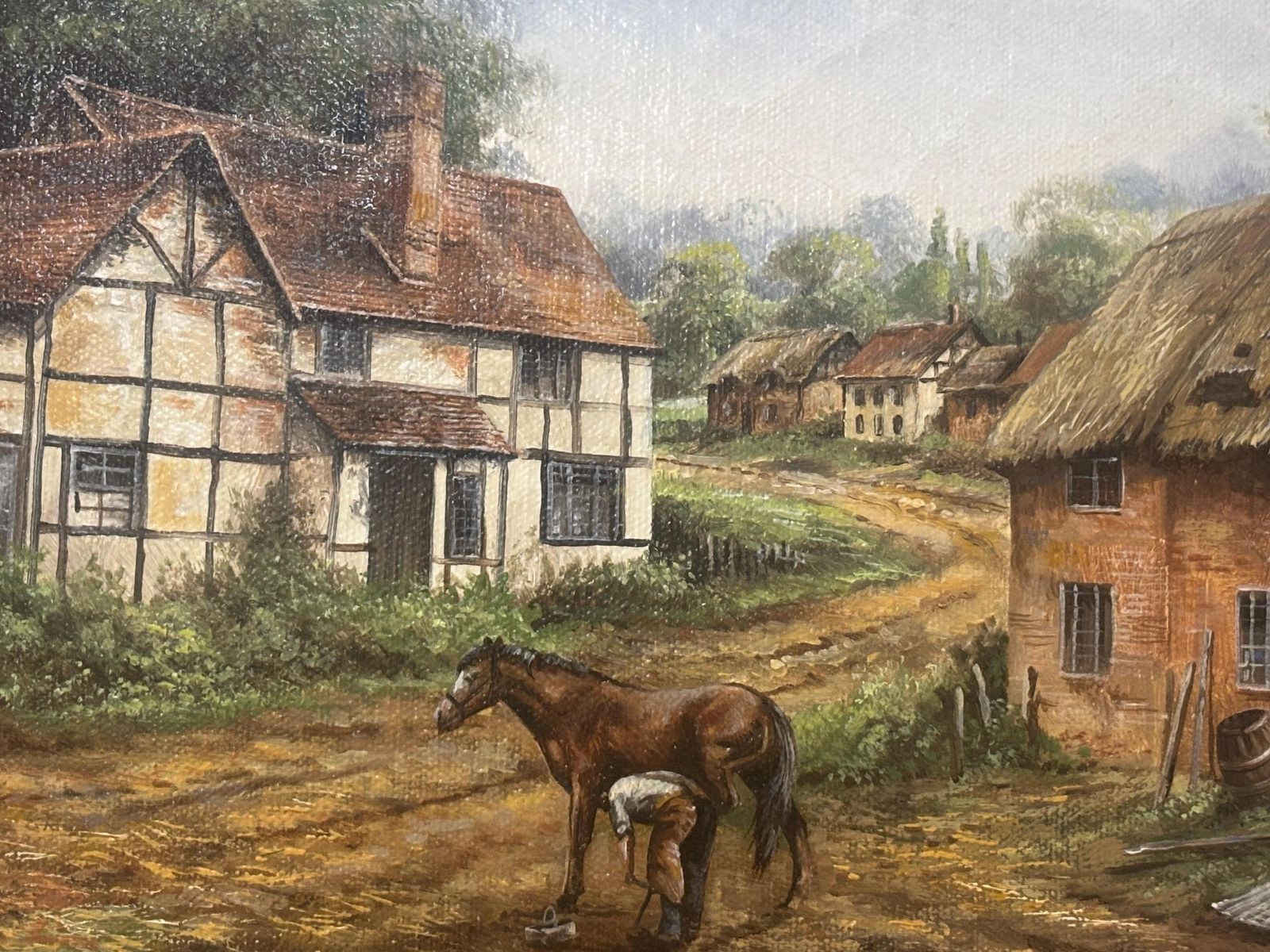 Chris D Howells Original Oil On Canvas The Lame Horse Ornate Gilt Frame photo vinterior
