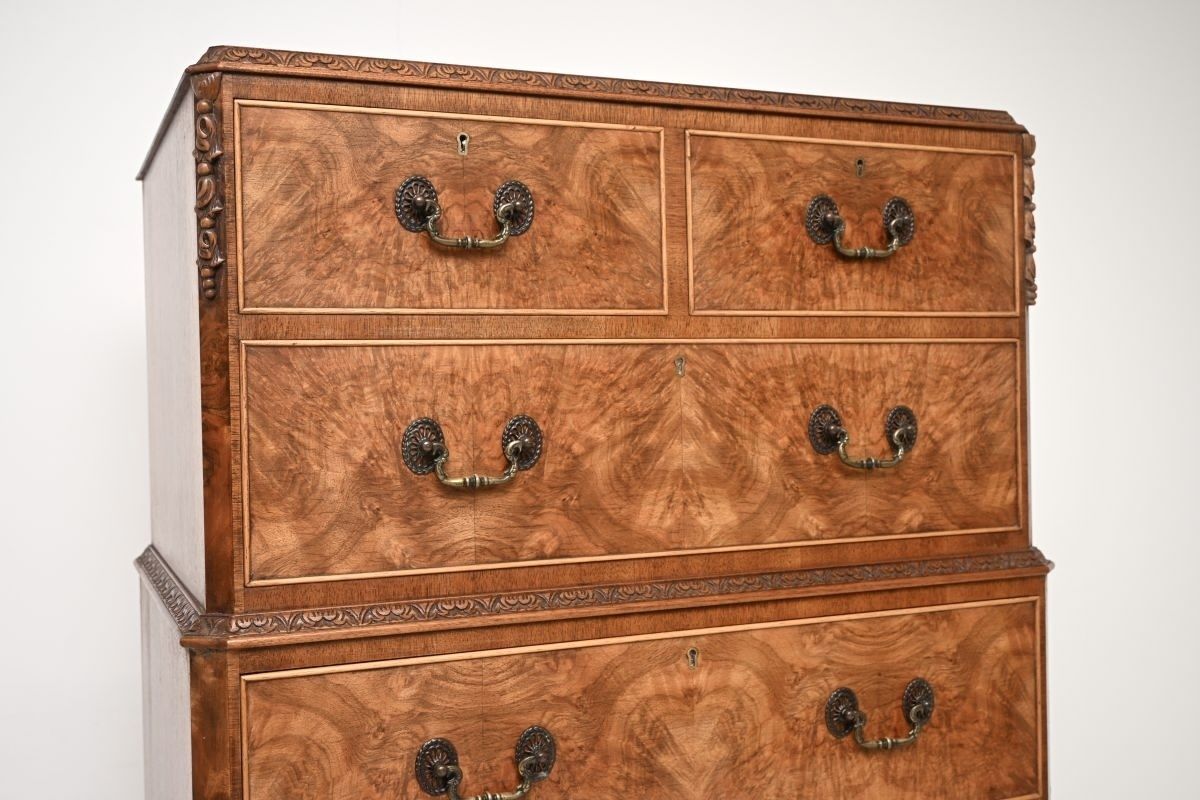 Antique Burr Walnut Chest On Chest Of Drawers photo for sale