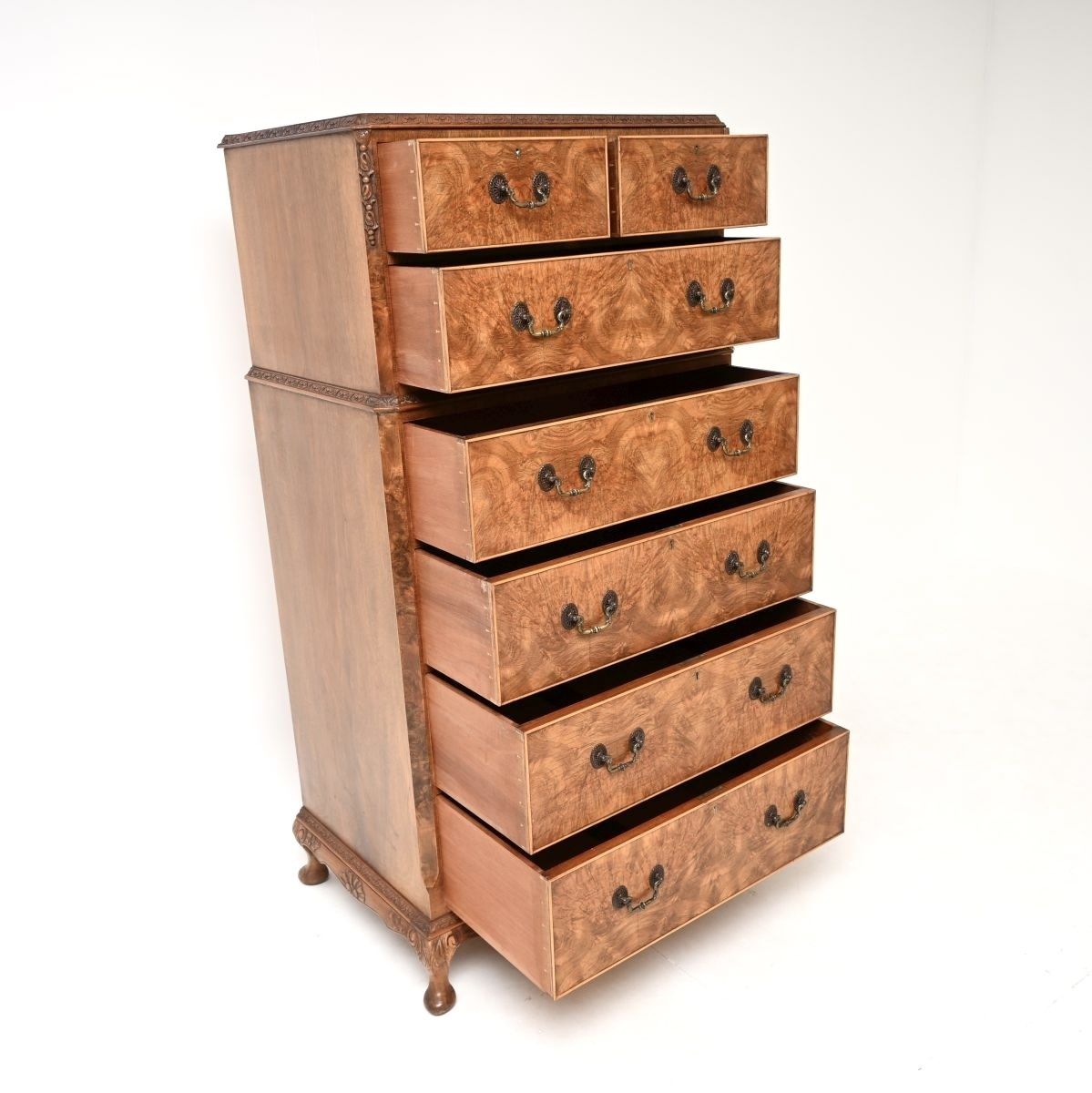 Antique Burr Walnut Chest On Chest Of Drawers photo buy