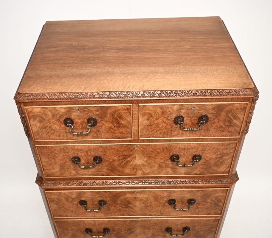 photo furniture Antique Burr Walnut Chest On Chest Of Drawers