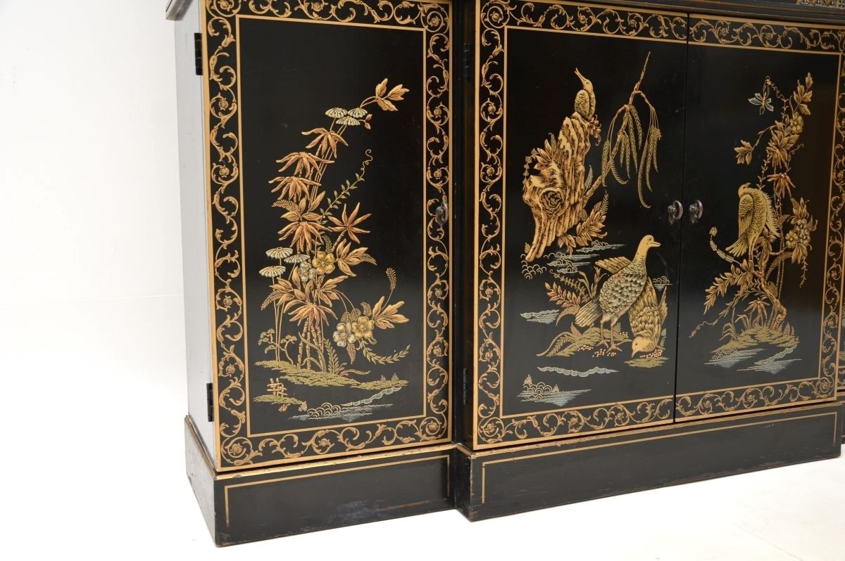 Antique Georgian Style Chinoiserie Breakfront Bookcase photo Furniture