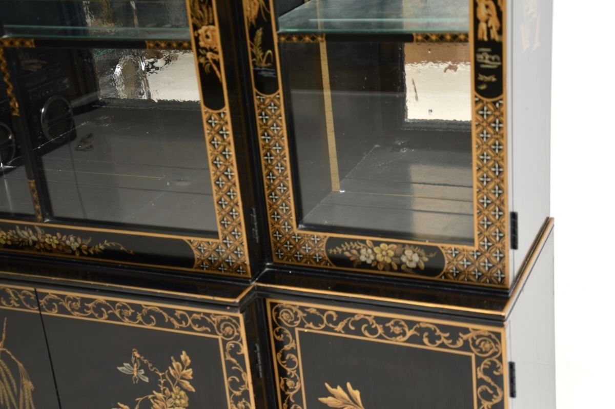 Antique Georgian Style Chinoiserie Breakfront Bookcase photo vinterior