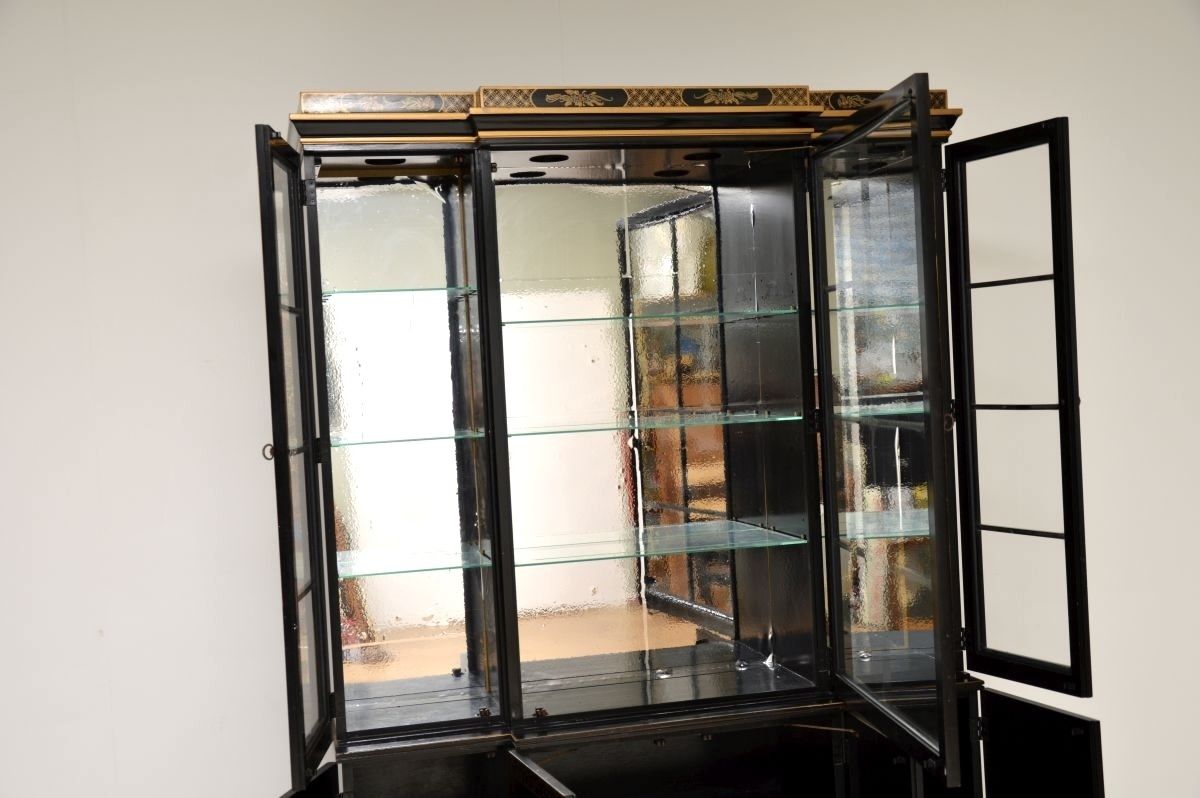 photo for sale Antique Georgian Style Chinoiserie Breakfront Bookcase