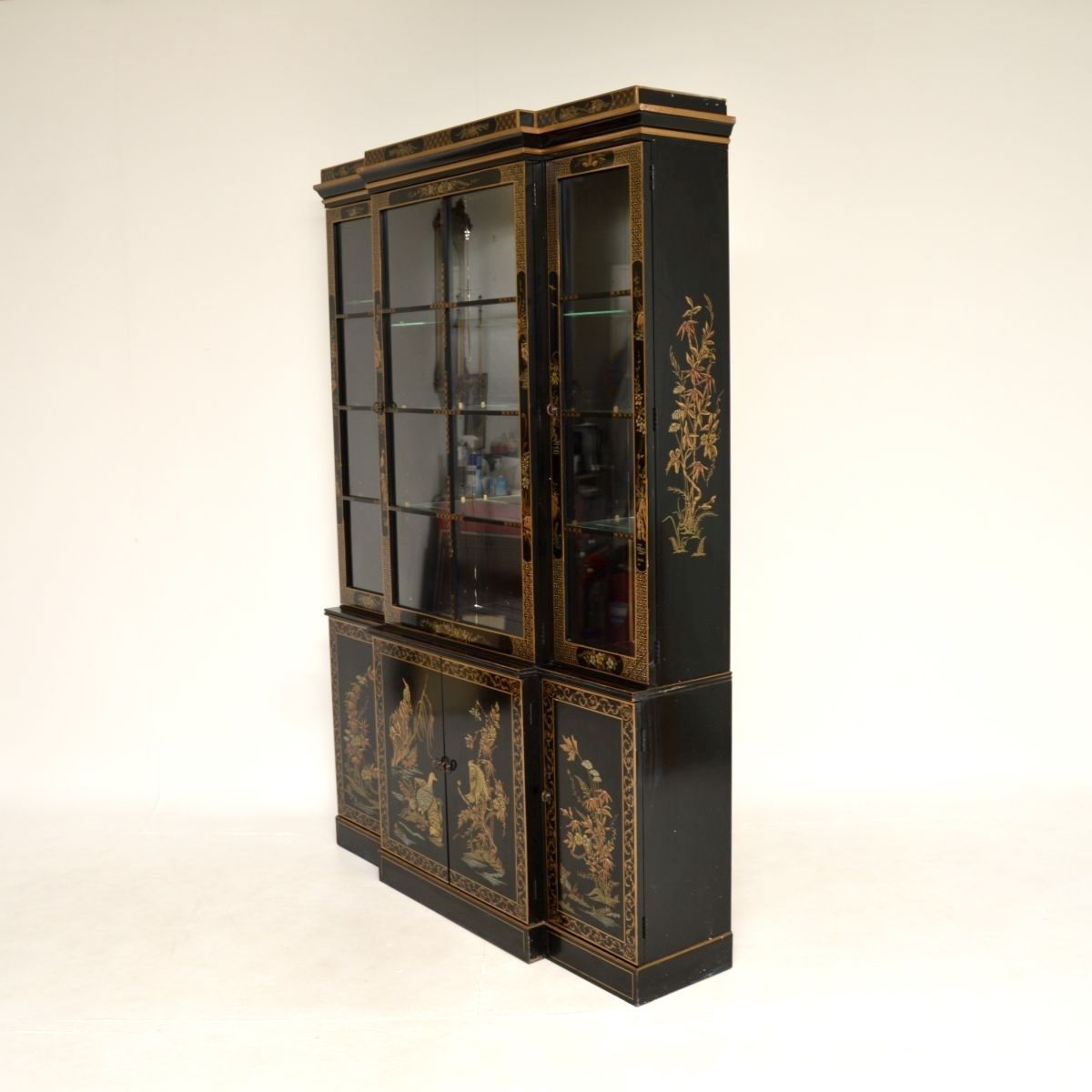 2925.0 Antique Georgian Style Chinoiserie Breakfront Bookcase photo
