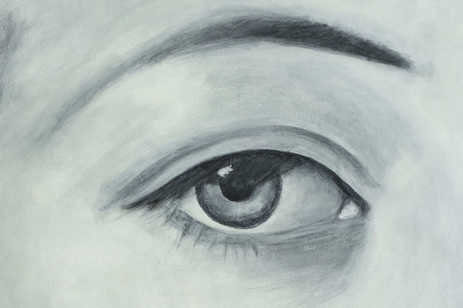 Evelyne Baget Painted Detail Of A Portrait Of A Young Woman. Contemporary photo Art