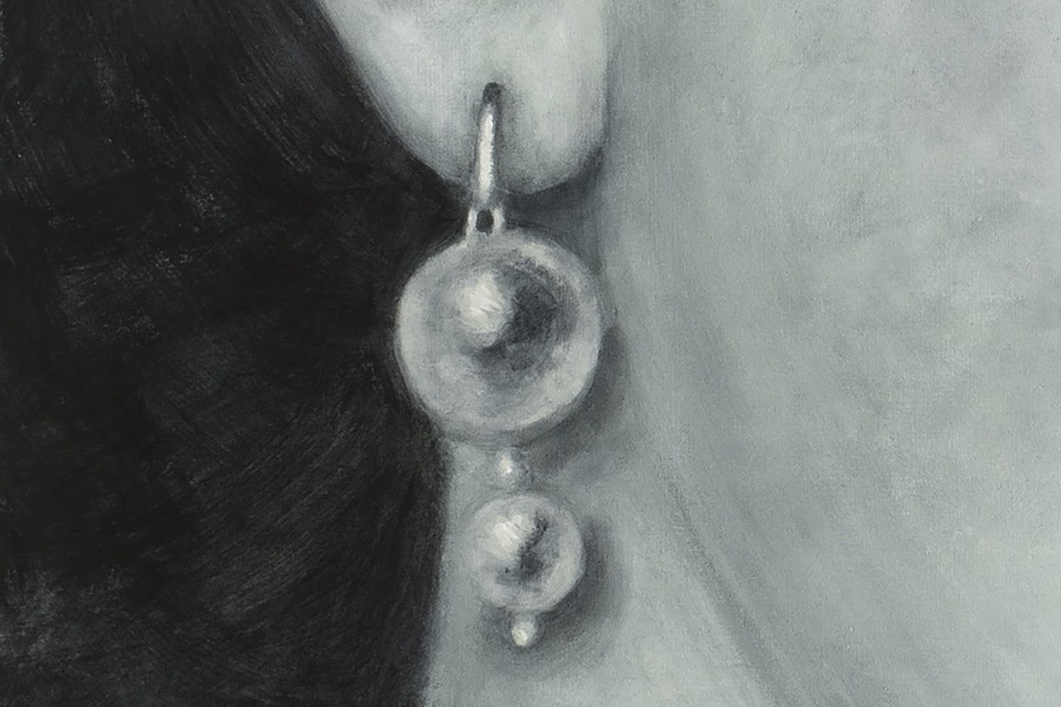 Evelyne Baget Painted Detail Of A Portrait Of A Young Woman. Contemporary photo 3800.0
