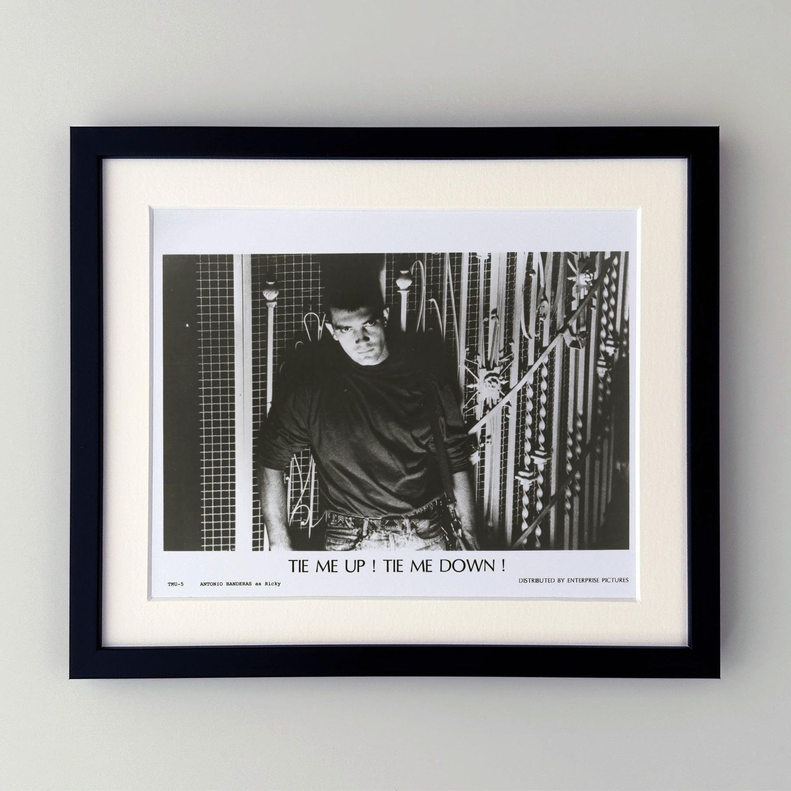 Photogramme de presse du film *Tie Me Up! Tie Me Down!* (1989), encadré photo furniture